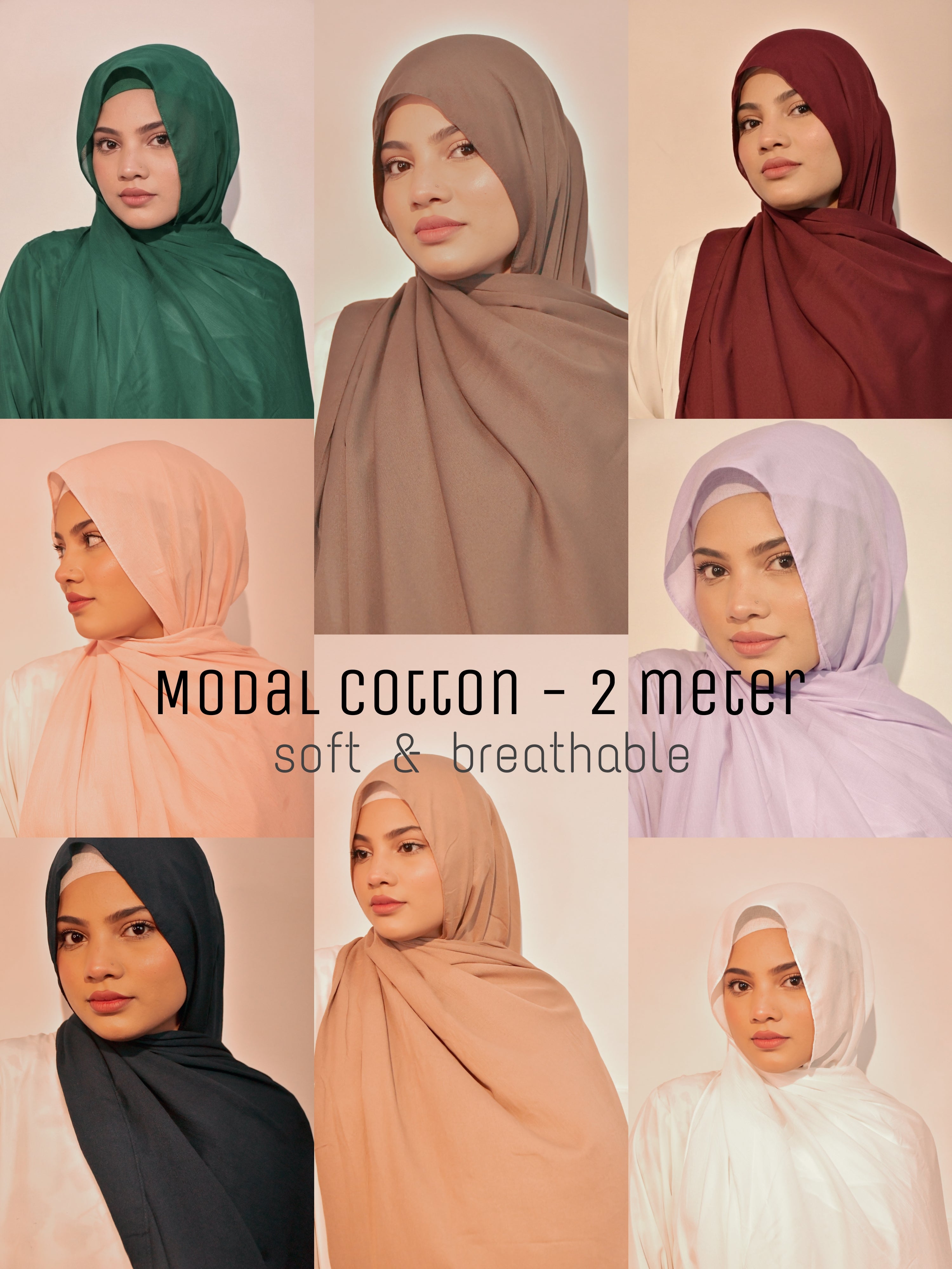 Lightweight Modal Cotton Hijabs – Breathable Full Coverage & Non-Sheer