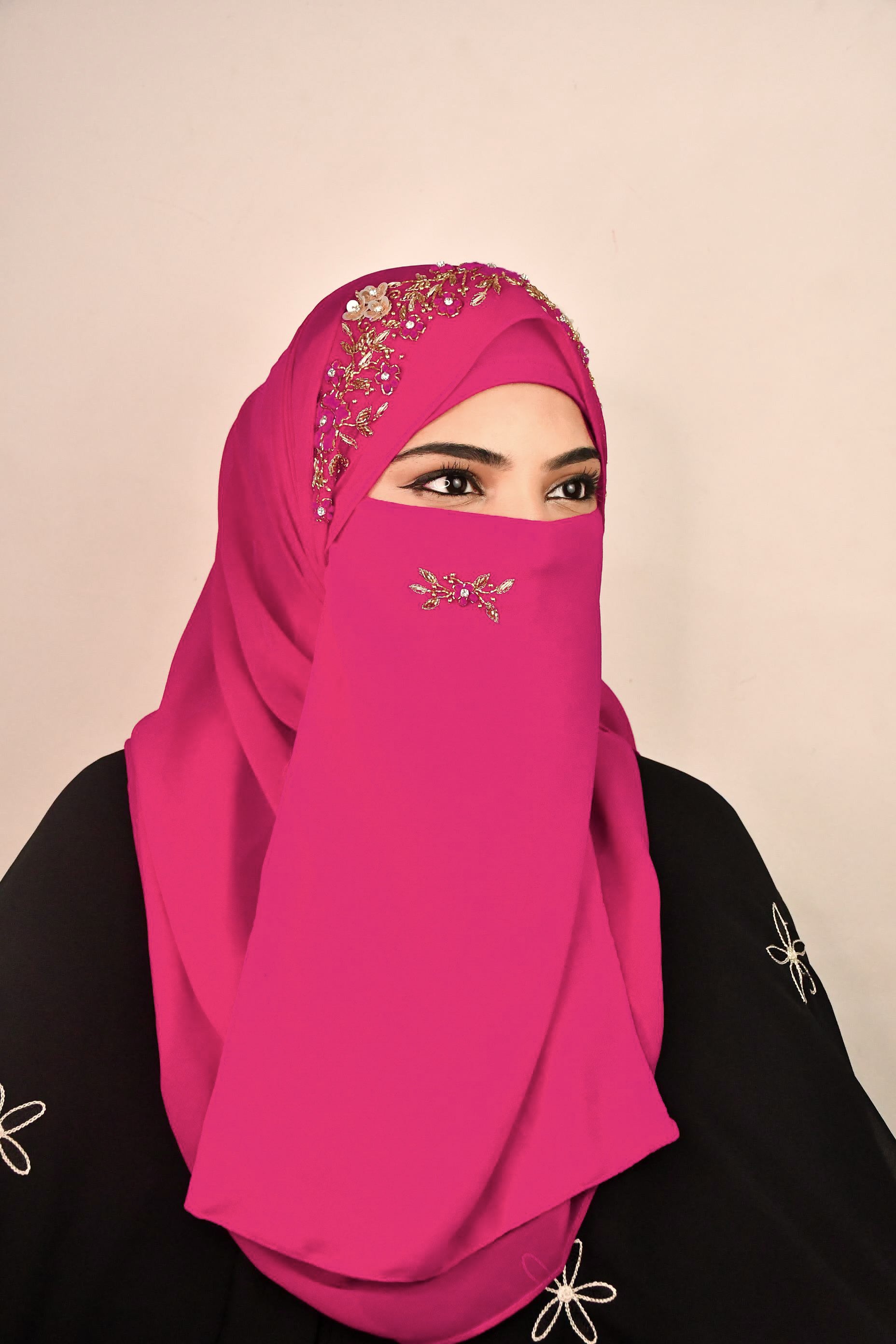 Handwork Wedding Bridal Hijab With Naqab