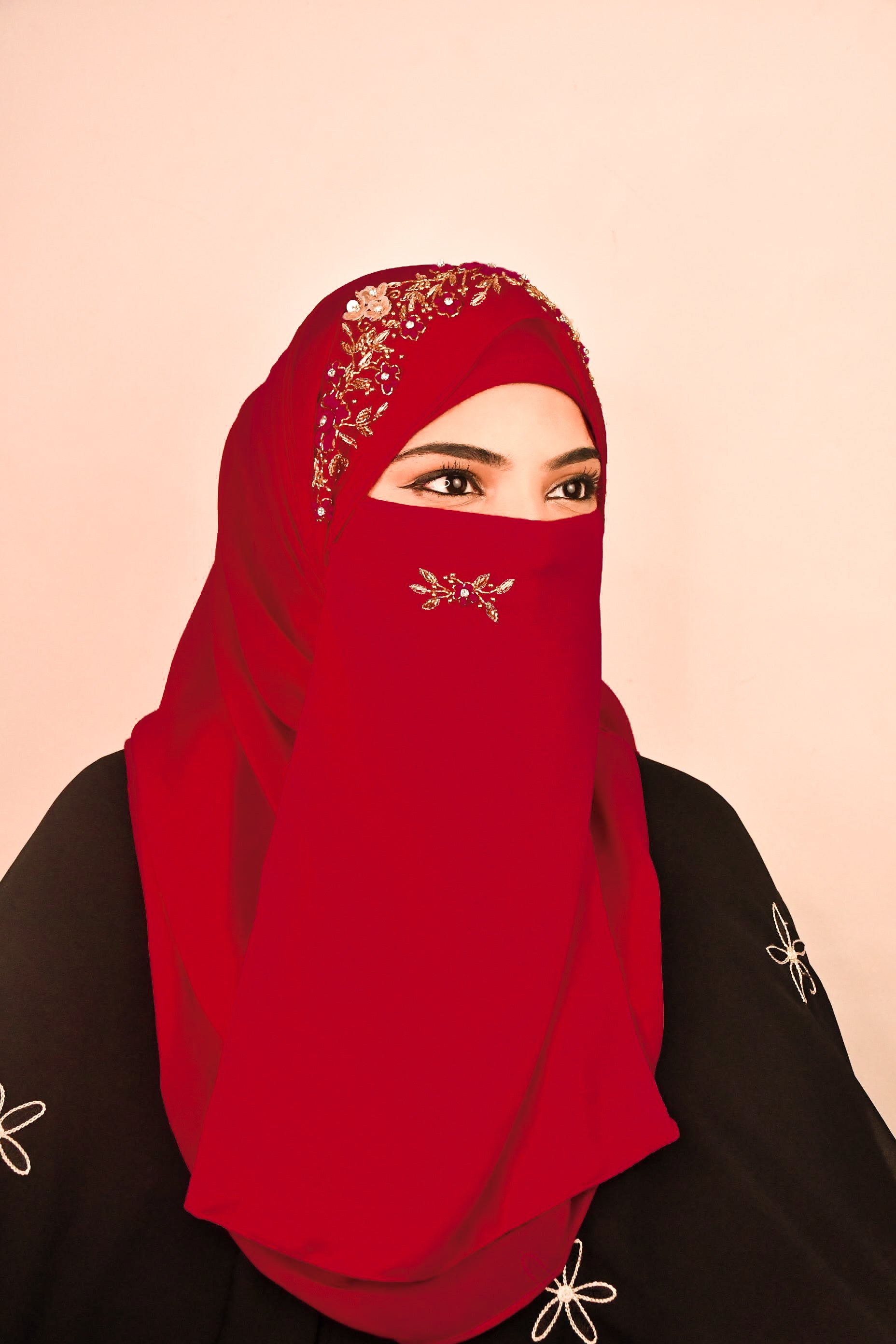 Handwork Wedding Bridal Hijab With Naqab