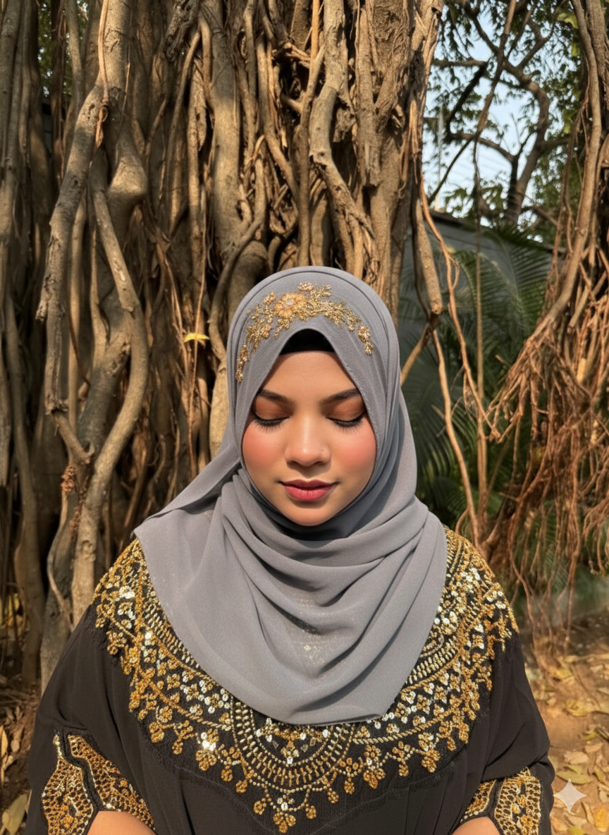 TIE BACK INSTANT READY TO WEAR ZARDOZI HANDWORK HIJAB