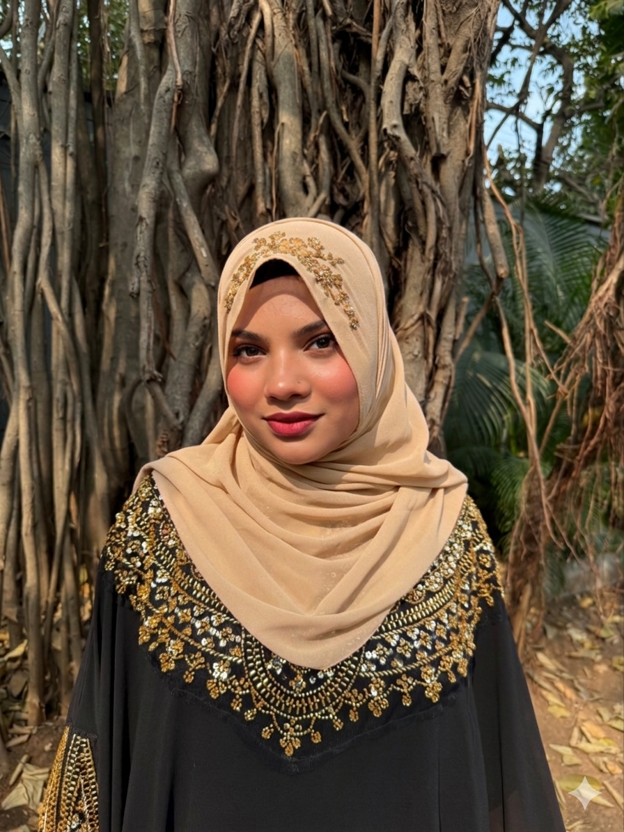 TIE BACK READY TO WEAR HANDWORK HIJAB (170 cm x 70 cm) Indian Georgette