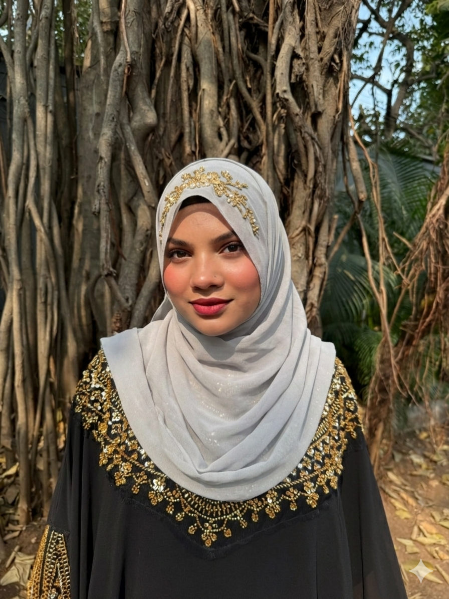 TIE BACK READY TO WEAR HANDWORK HIJAB (170 cm x 70 cm) Indian Georgette