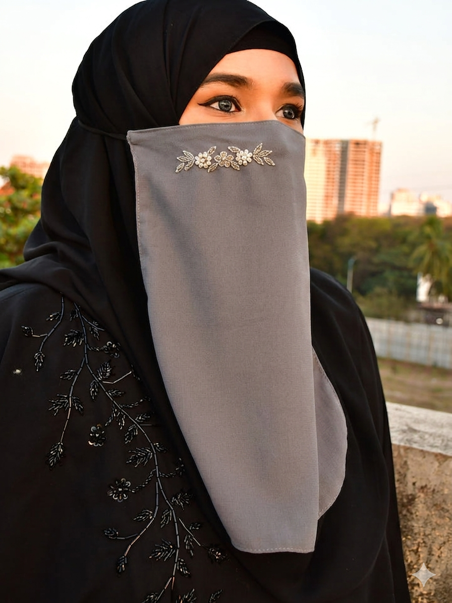 Bridal Handwork Party Wear Niqab With Elastic (ONLY NIQAB)