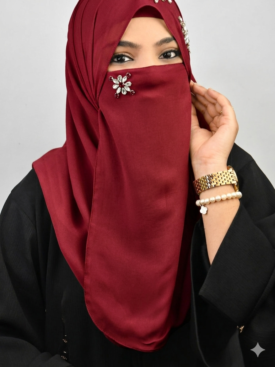 Bridal Handwork Party Wear Niqab With Elastic (ONLY NIQAB)