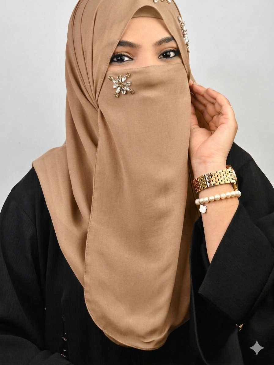 Bridal Handwork Party Wear Niqab With Elastic (ONLY NIQAB)