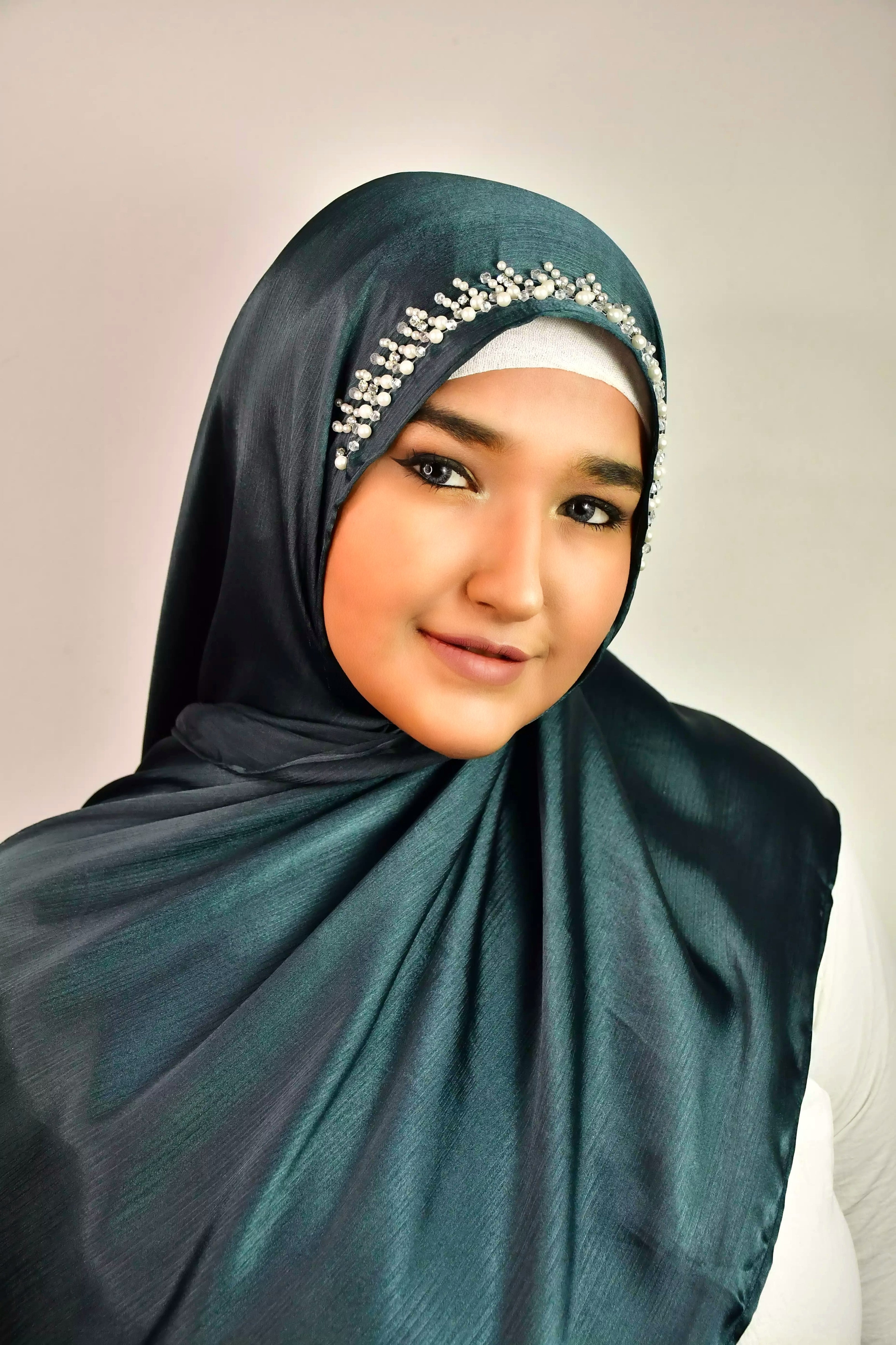 Wedding Premium Satin Handwork Hijab With Naqab