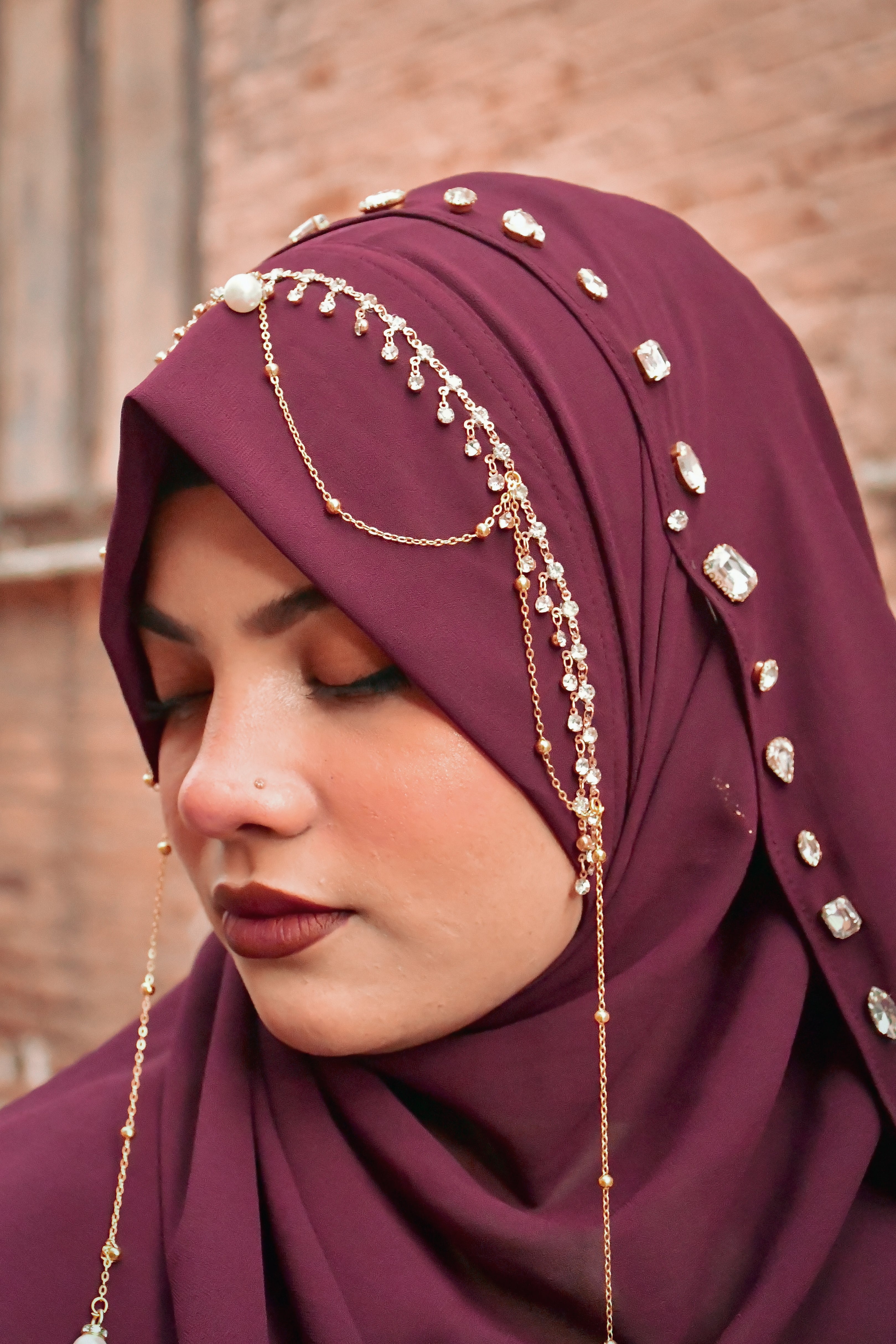 Instant - Majenta Ready To Wear/ Makhni Style Imported Lace Hijab Collection