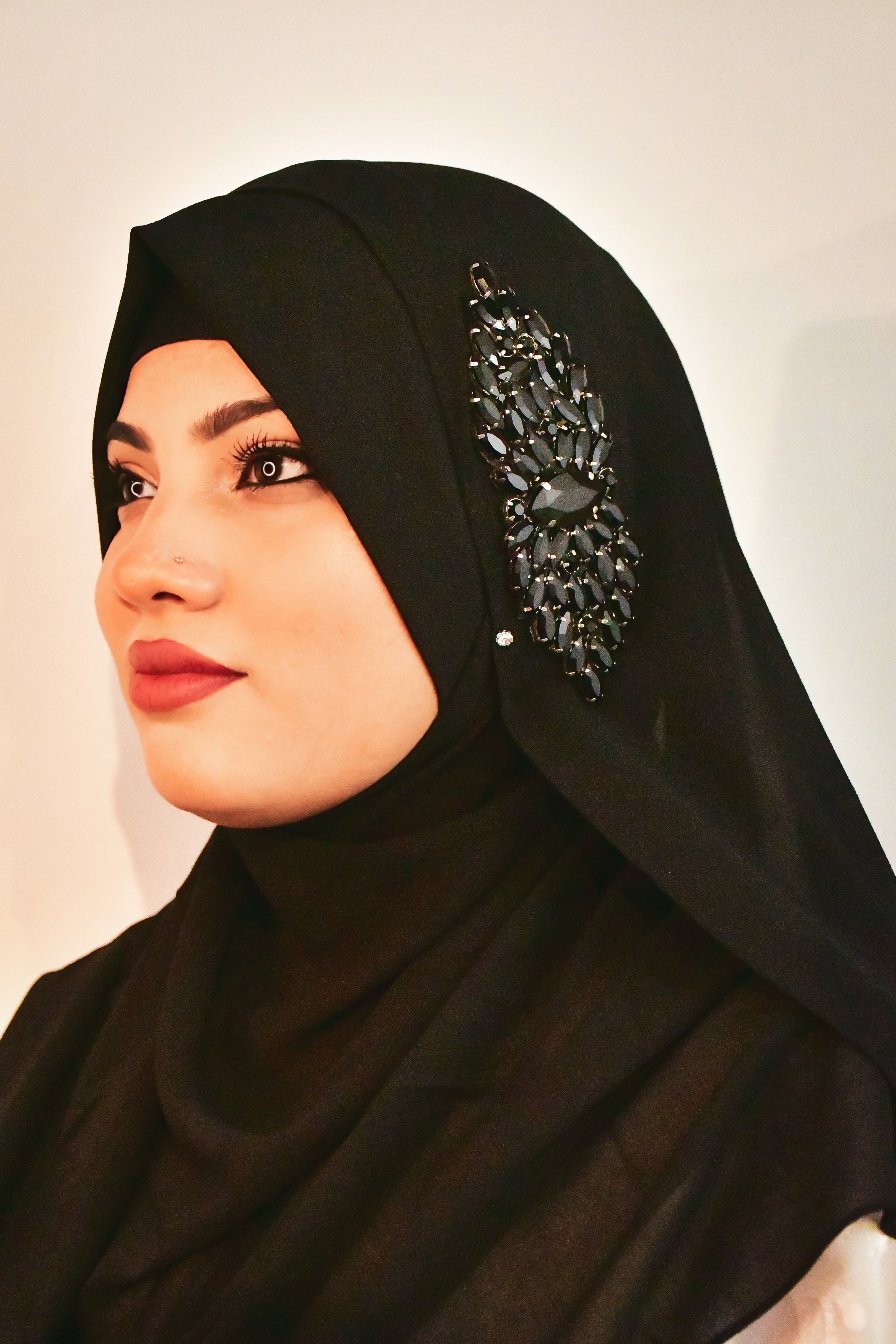 Diamond Brooch Instant Ready To Wear Makhni Style Hijab