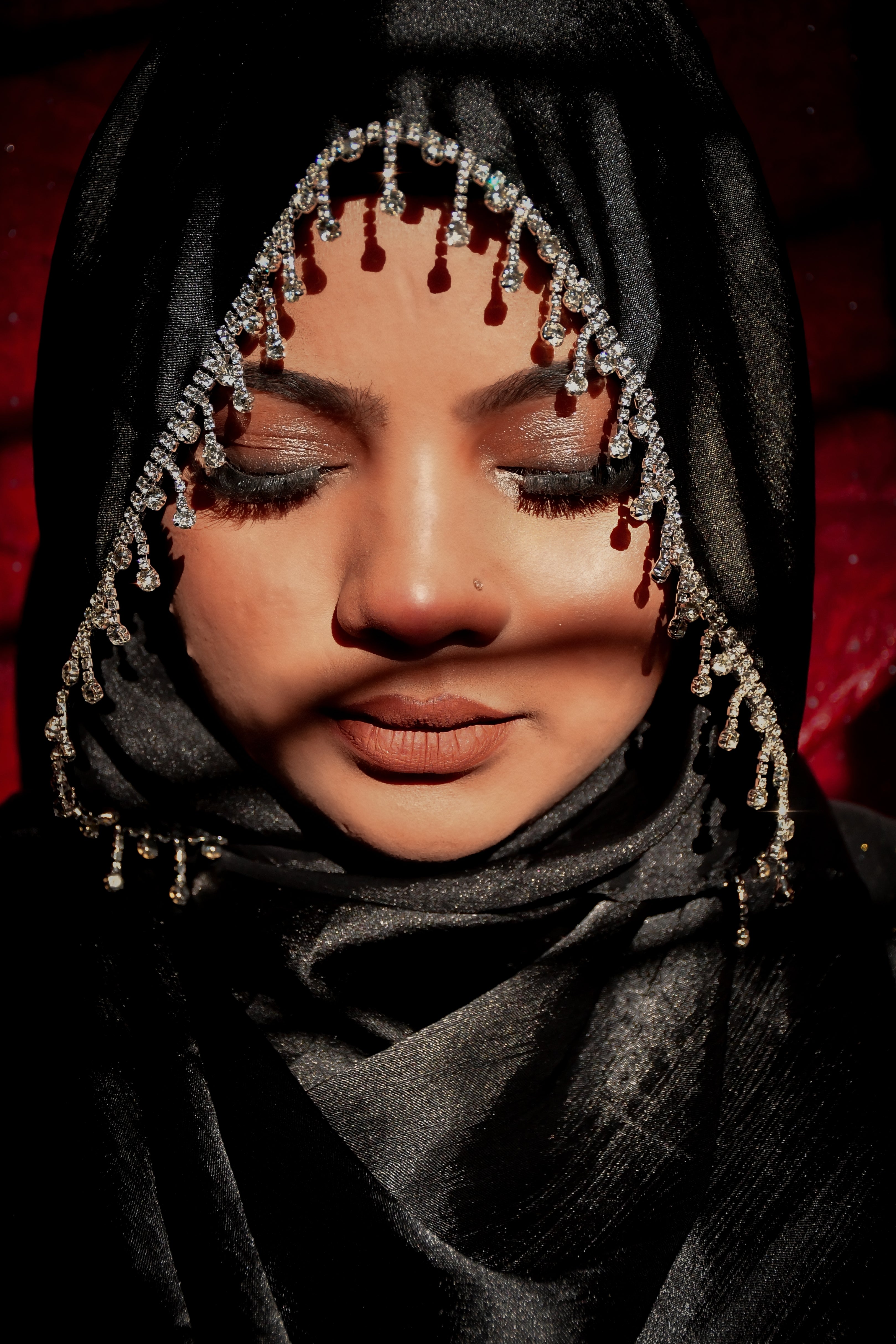 Black Premium Munna Satin Luxury Imported Lace Party Wear Hijab