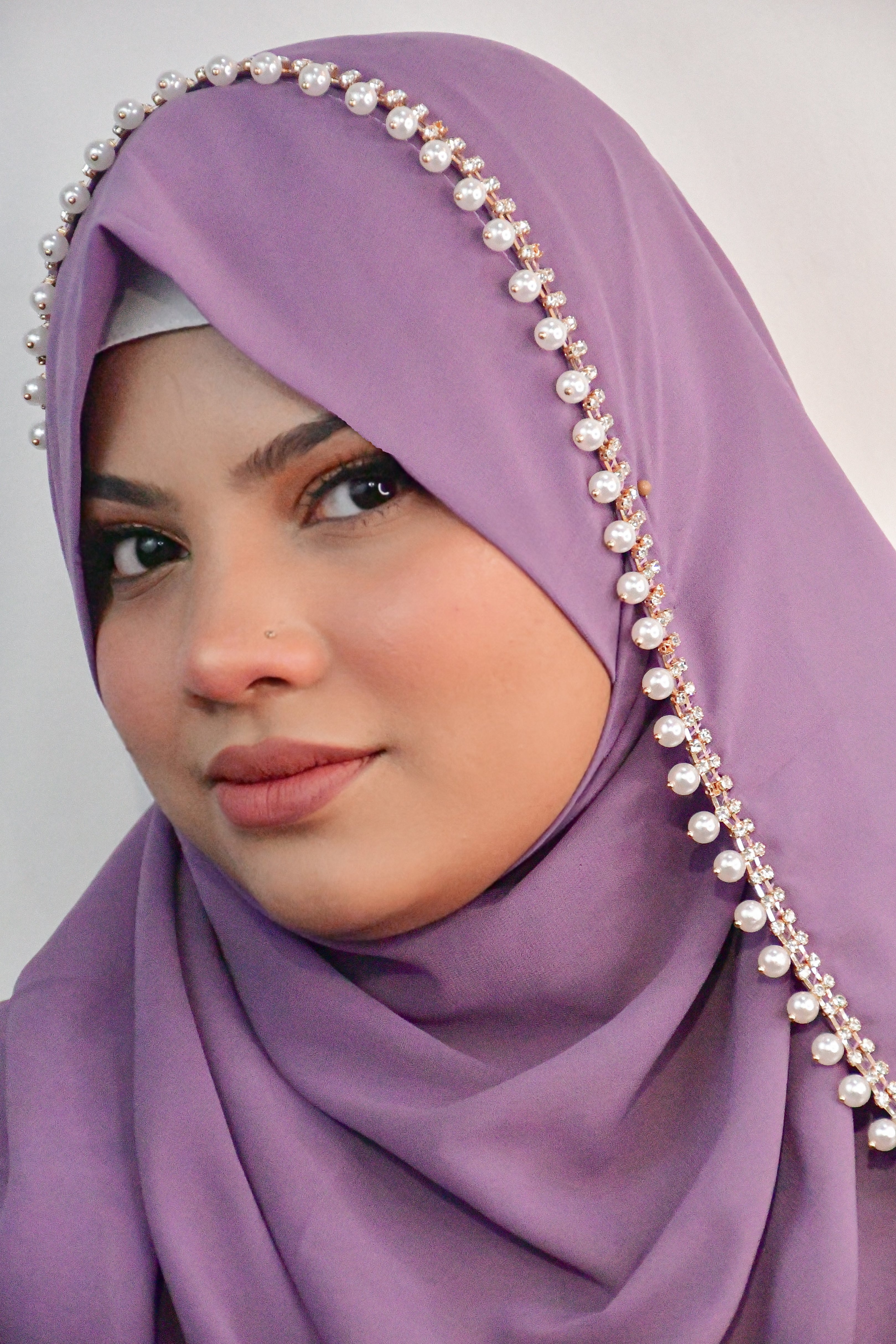 Instant - Purple Ready To Wear/ Makhni Style Luxury Premium Diamond Hijab