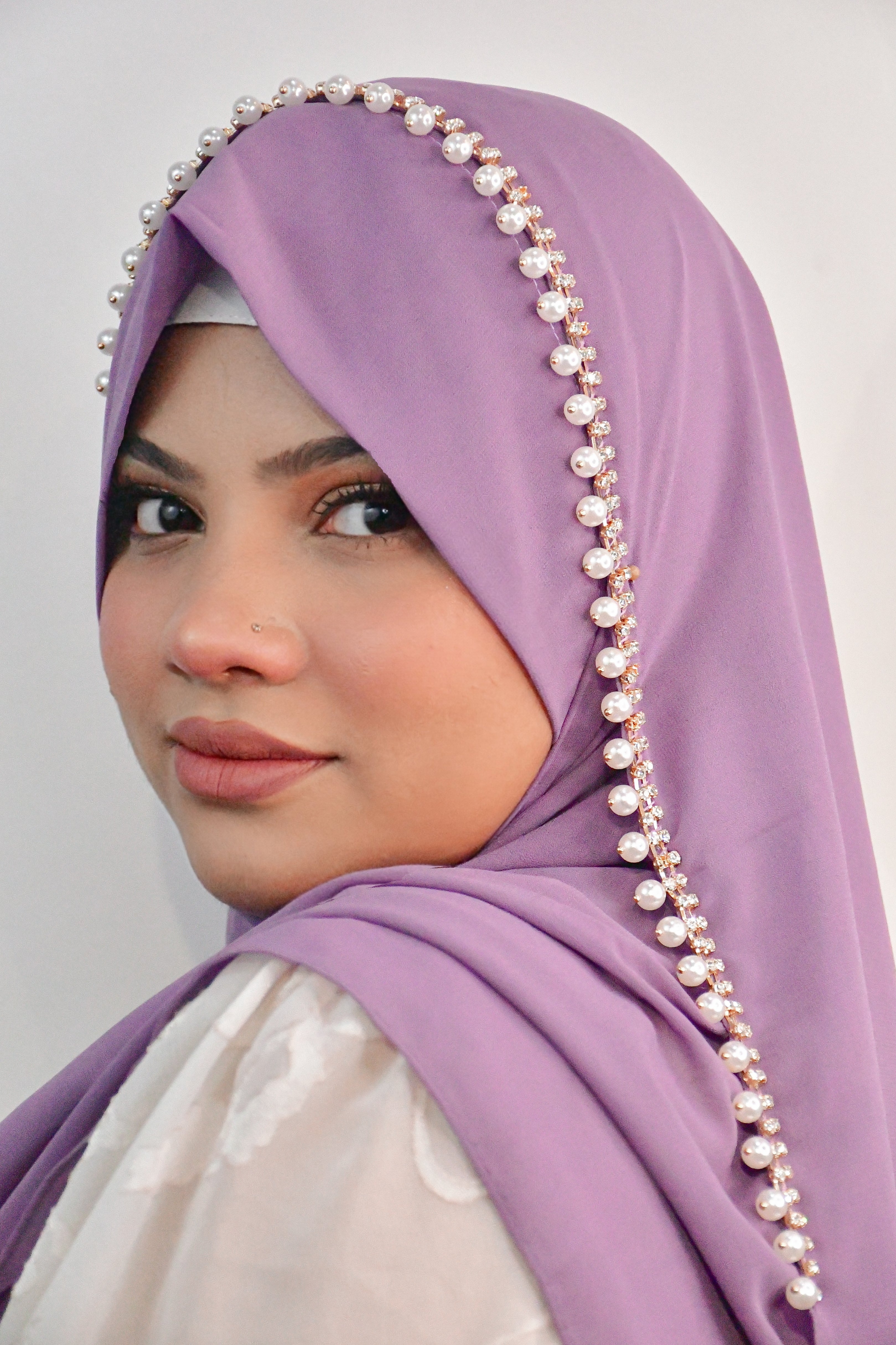 Instant - Purple Ready To Wear/ Makhni Style Luxury Premium Diamond Hijab