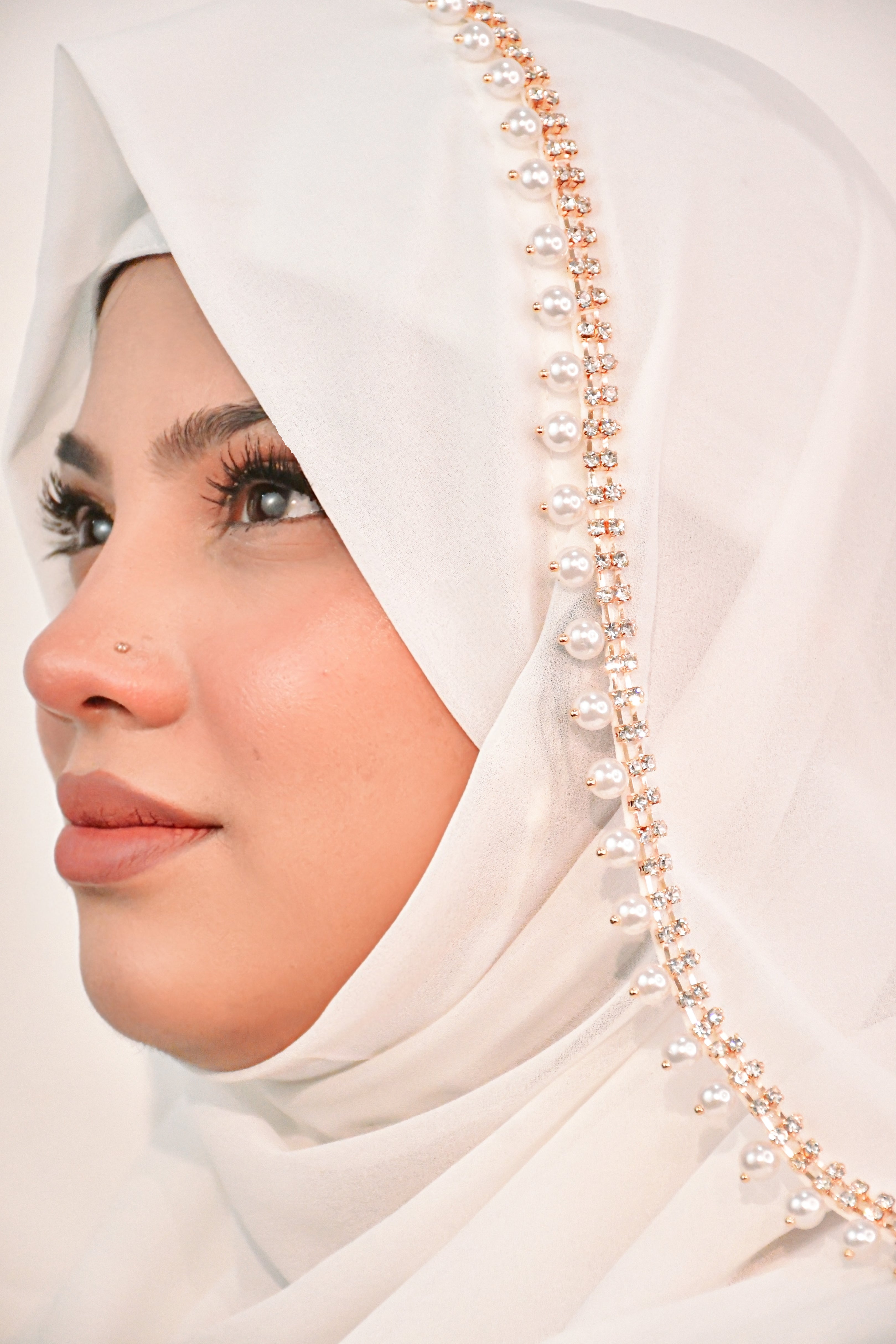 Instant - White Ready To Wear/ Makhni Style Luxury Premium Diamond Hijab