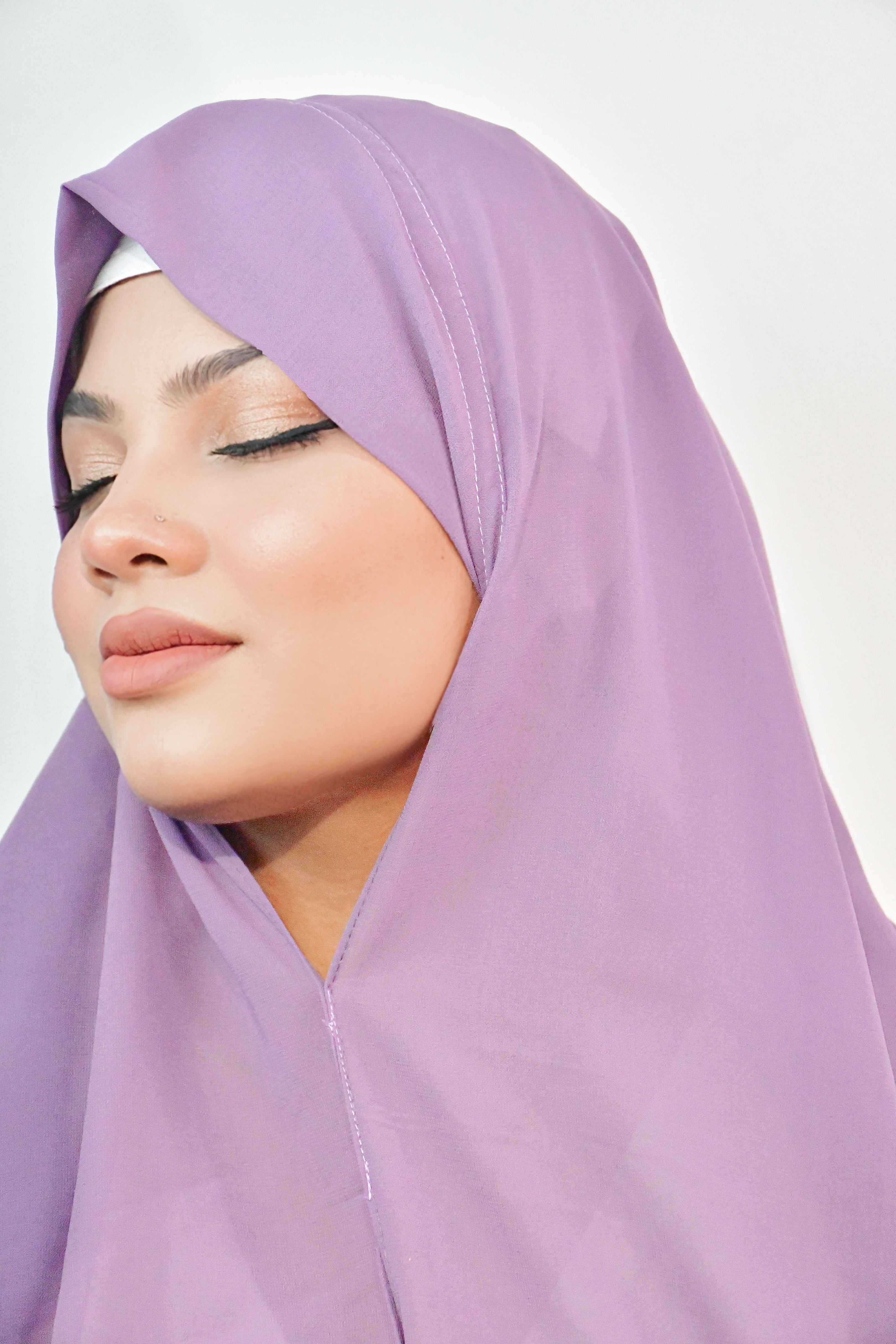 Instant - Purple Ready To Wear/ Makhni Style Luxury Premium Diamond Hijab