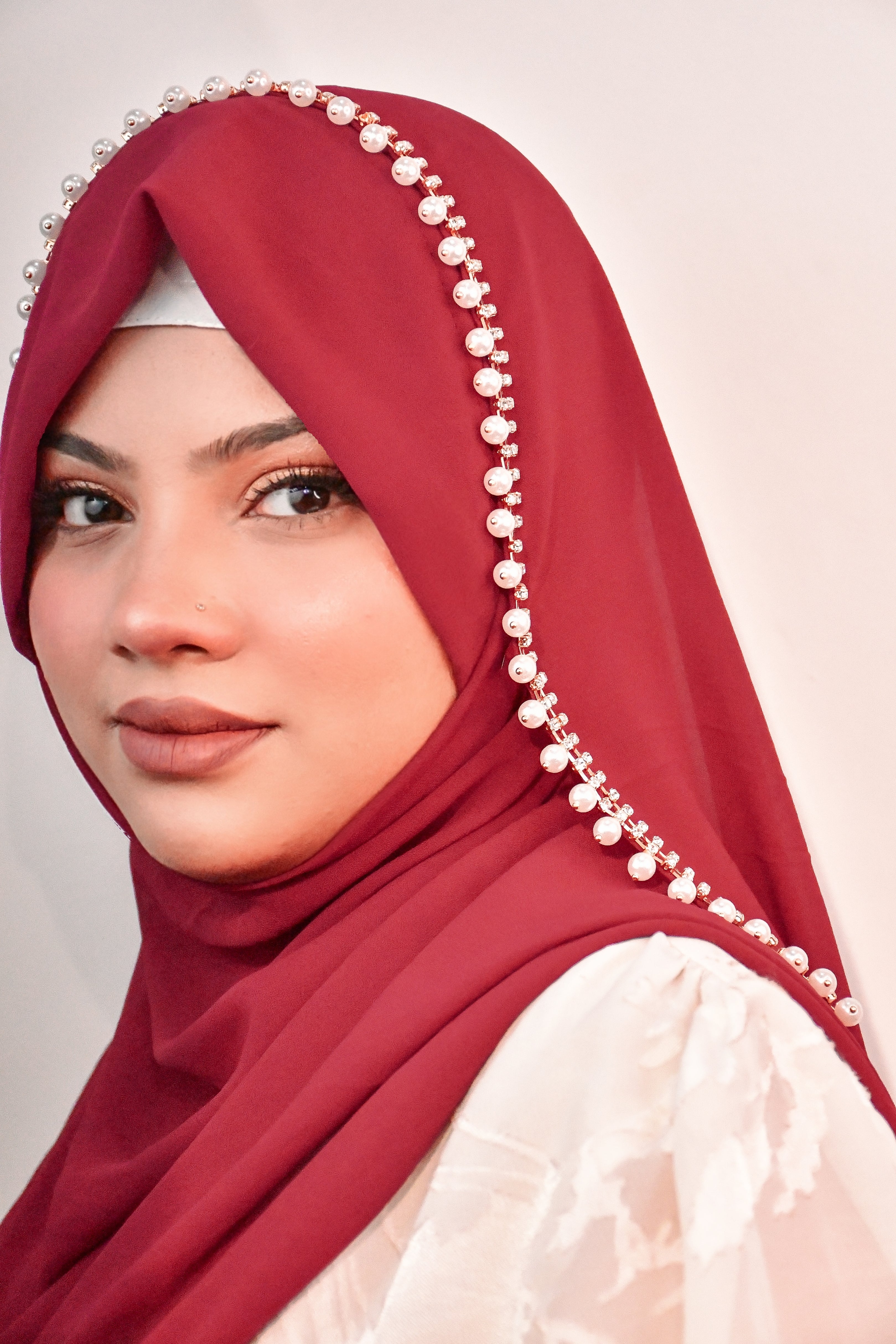 Instant - Maroon Ready To Wear/ Makhni Style Luxury Premium Diamond Hijab