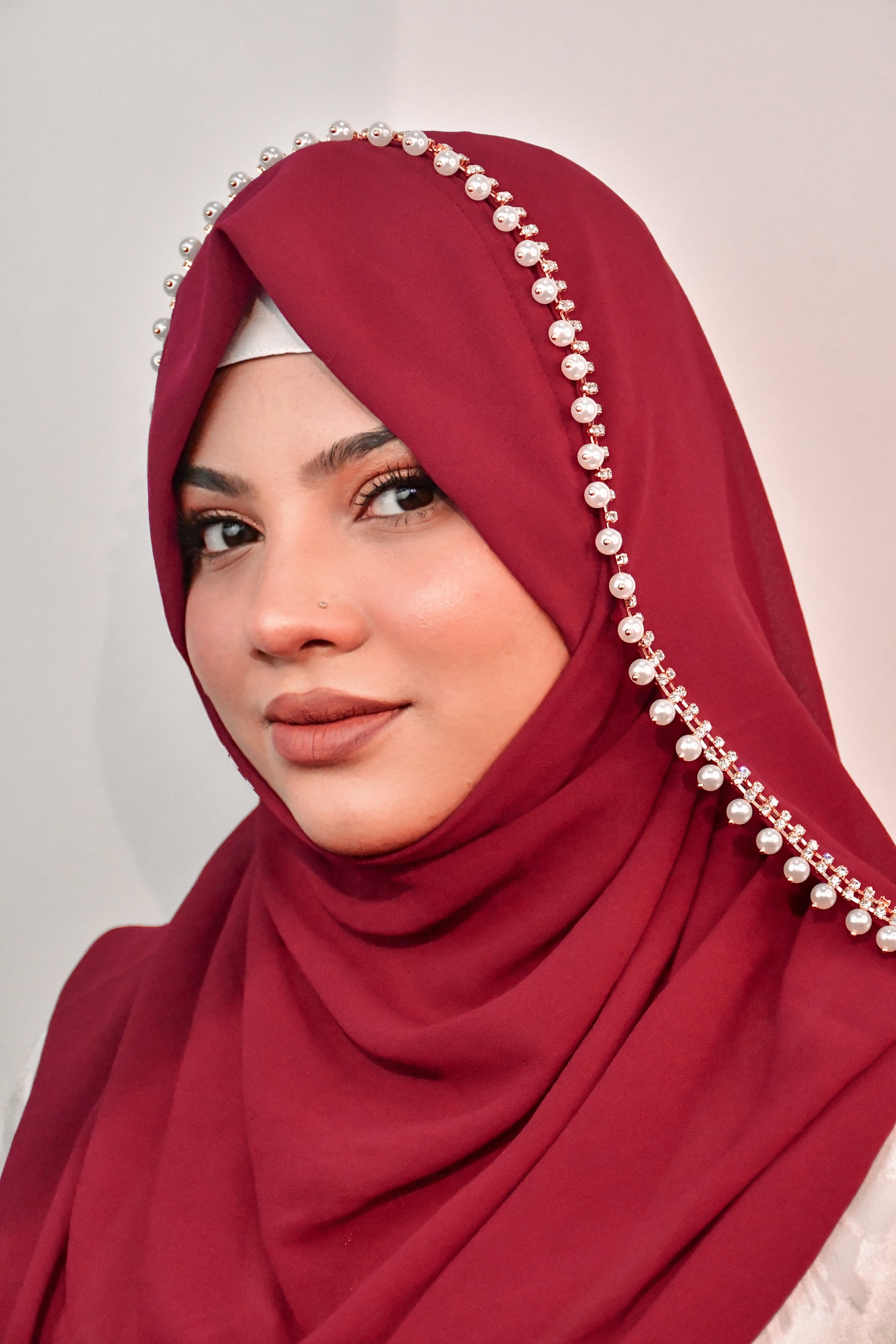 Instant - Maroon Ready To Wear/ Makhni Style Luxury Premium Diamond Hijab