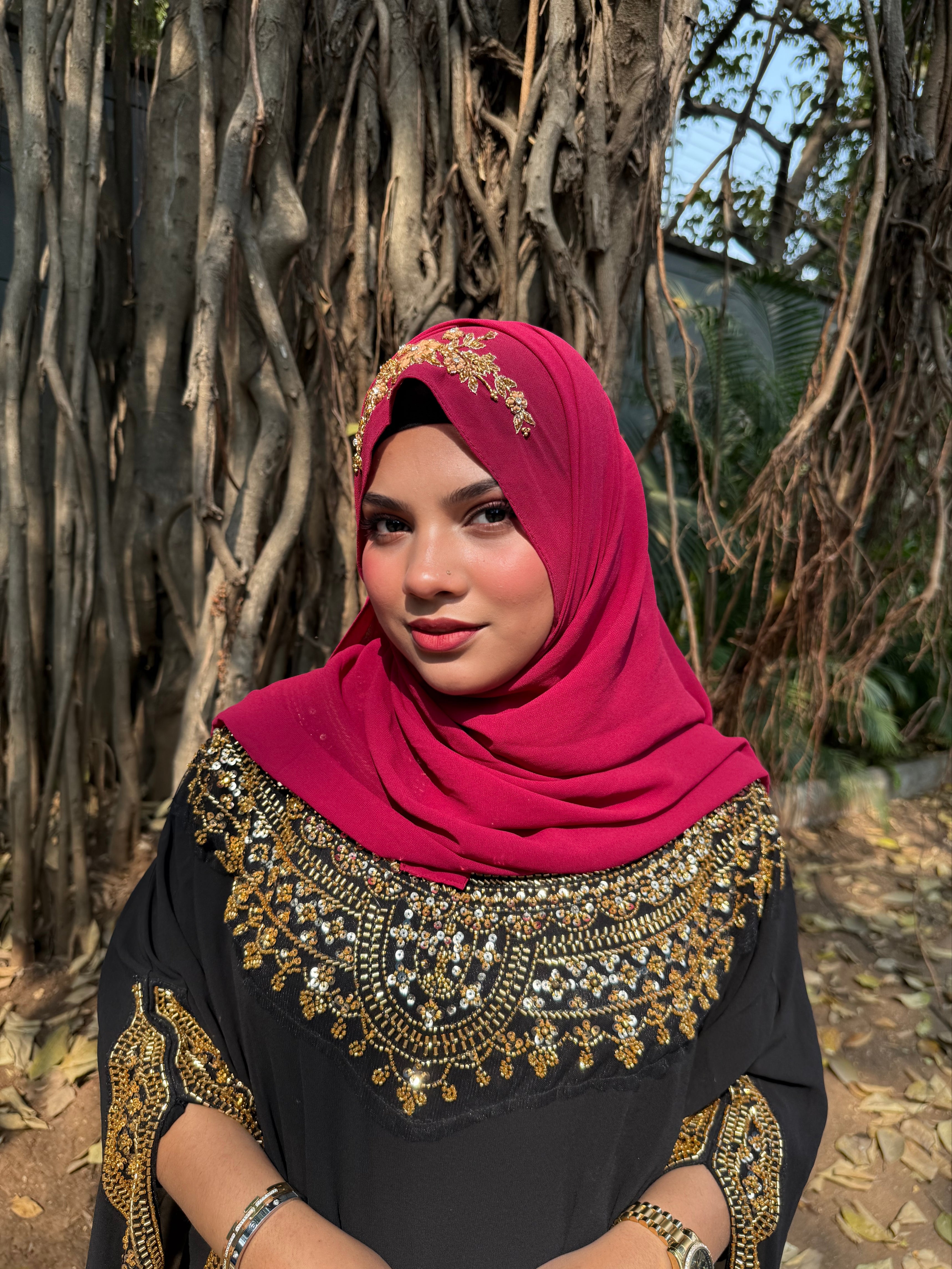 TIE BACK INSTANT READY TO WEAR ZARDOZI HANDWORK HIJAB