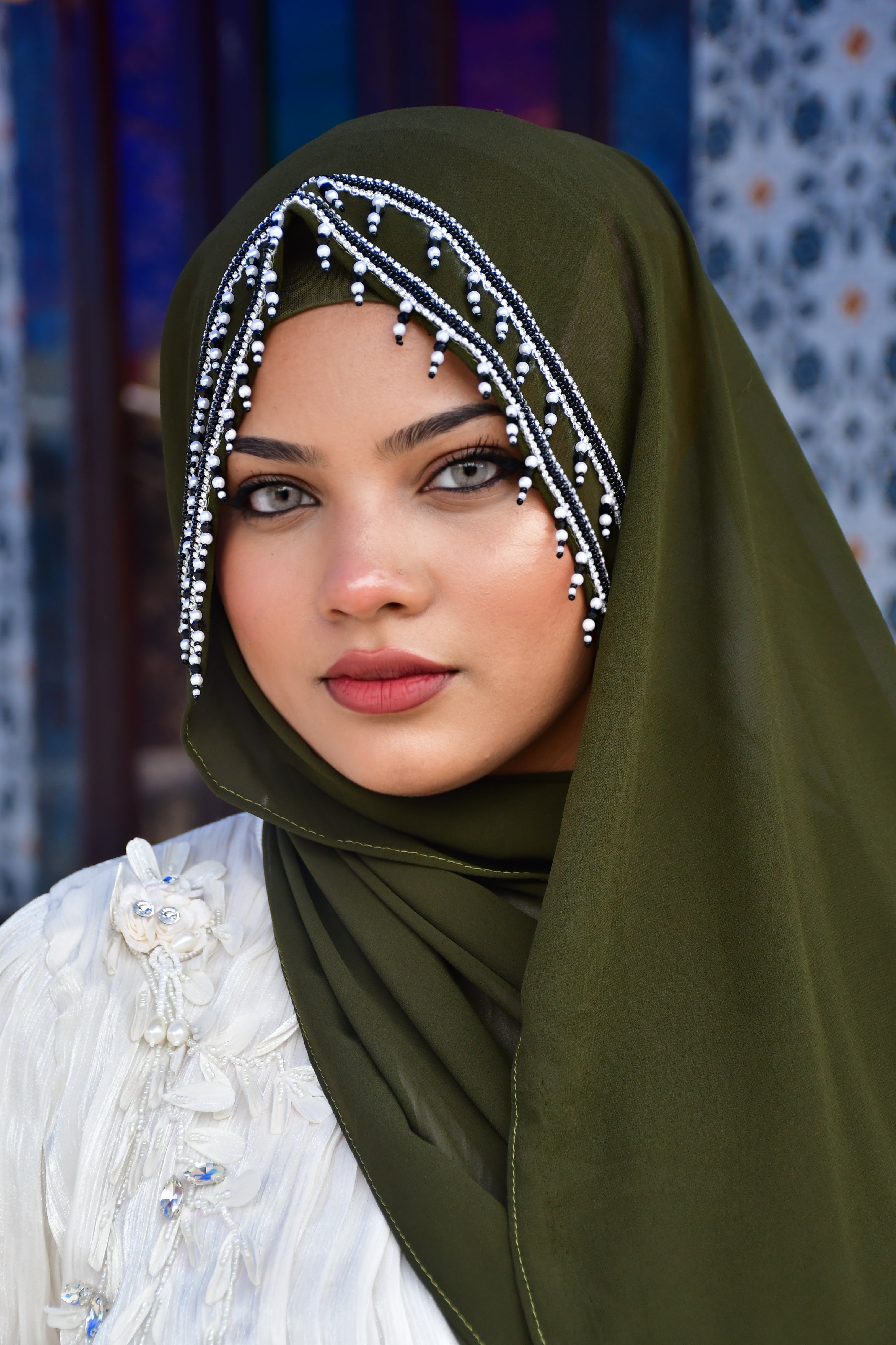 Premium Malaysian Fabric Hijab with Handcrafted Pearl Work - Luxury  Hijab (2m x 1m)