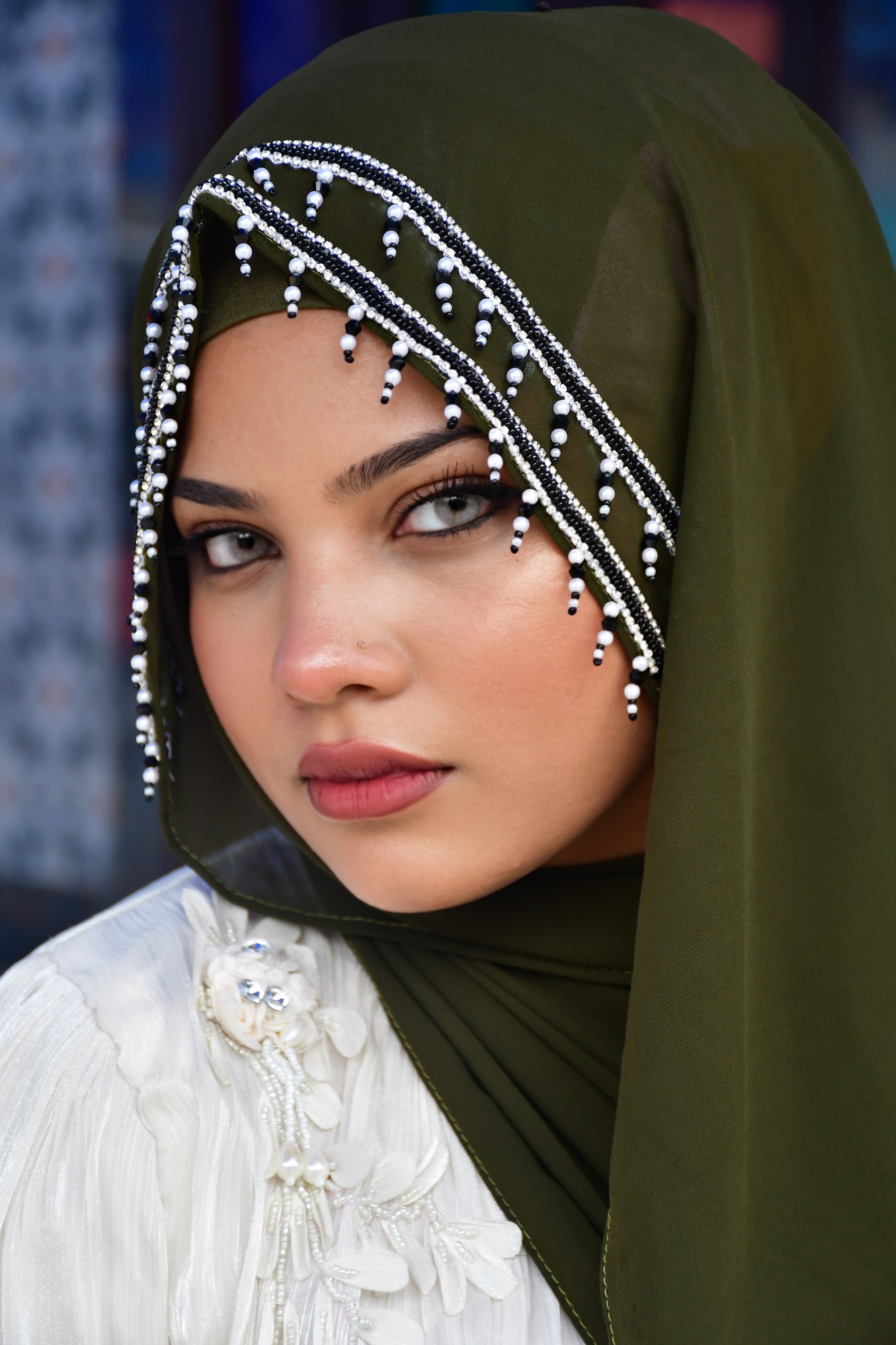 Premium Malaysian Fabric Hijab with Handcrafted Pearl Work - Luxury  Hijab (2m x 1m)