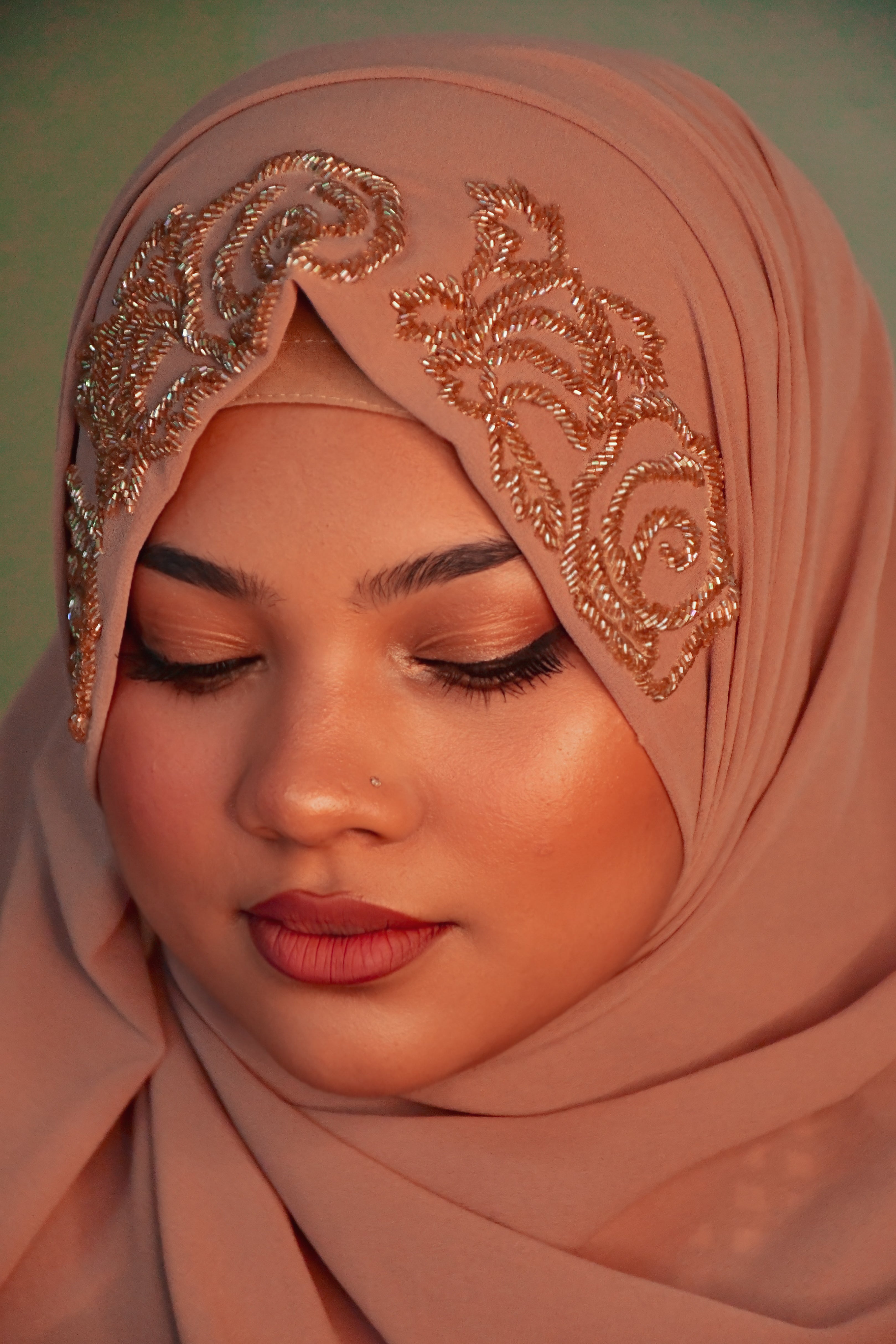 Rose Handwork Premium Partywear Luxury Hijab ( 2 meter x  1 meter )