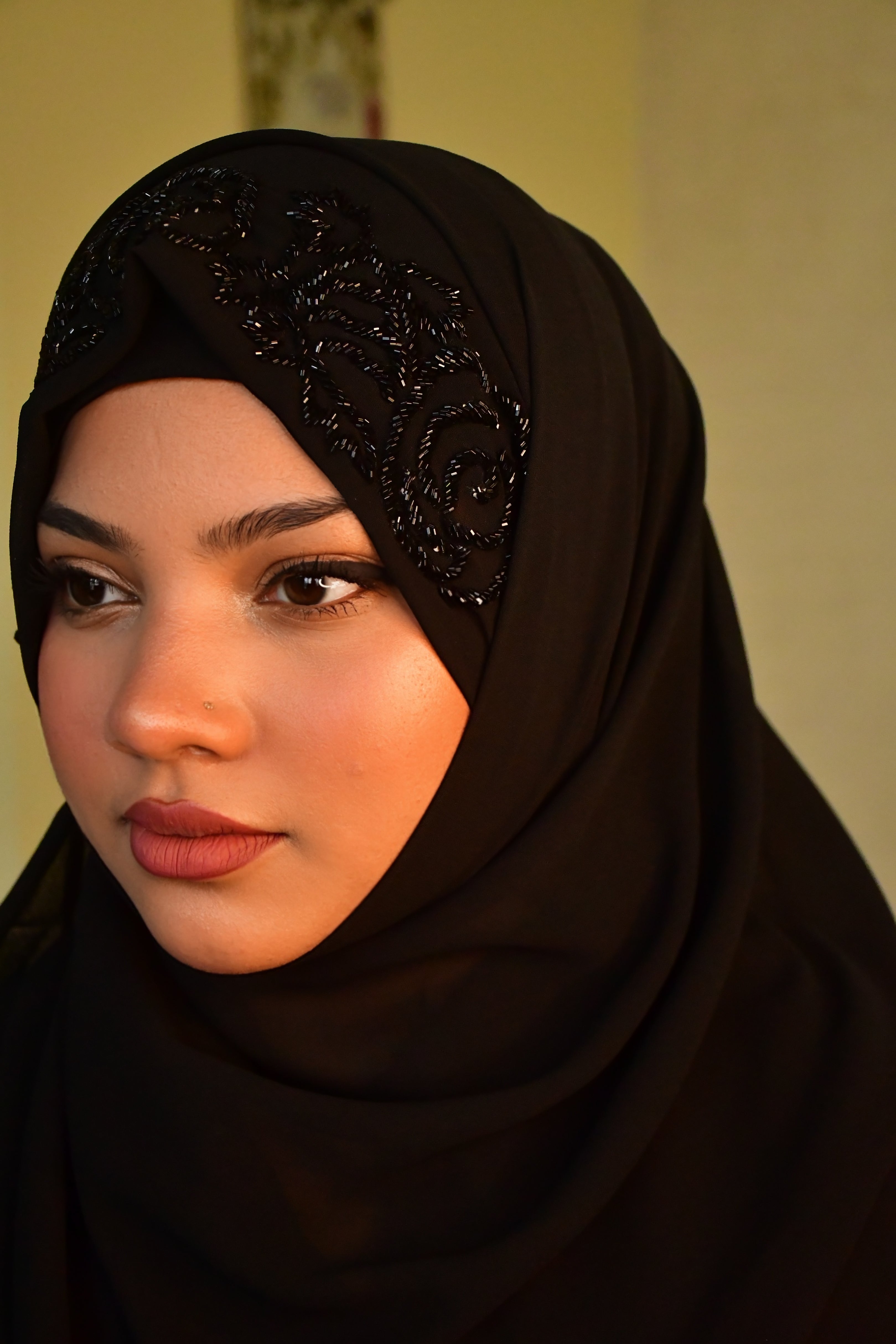 Rose Handwork Premium Partywear Luxury Hijab ( 2 meter x  1 meter )