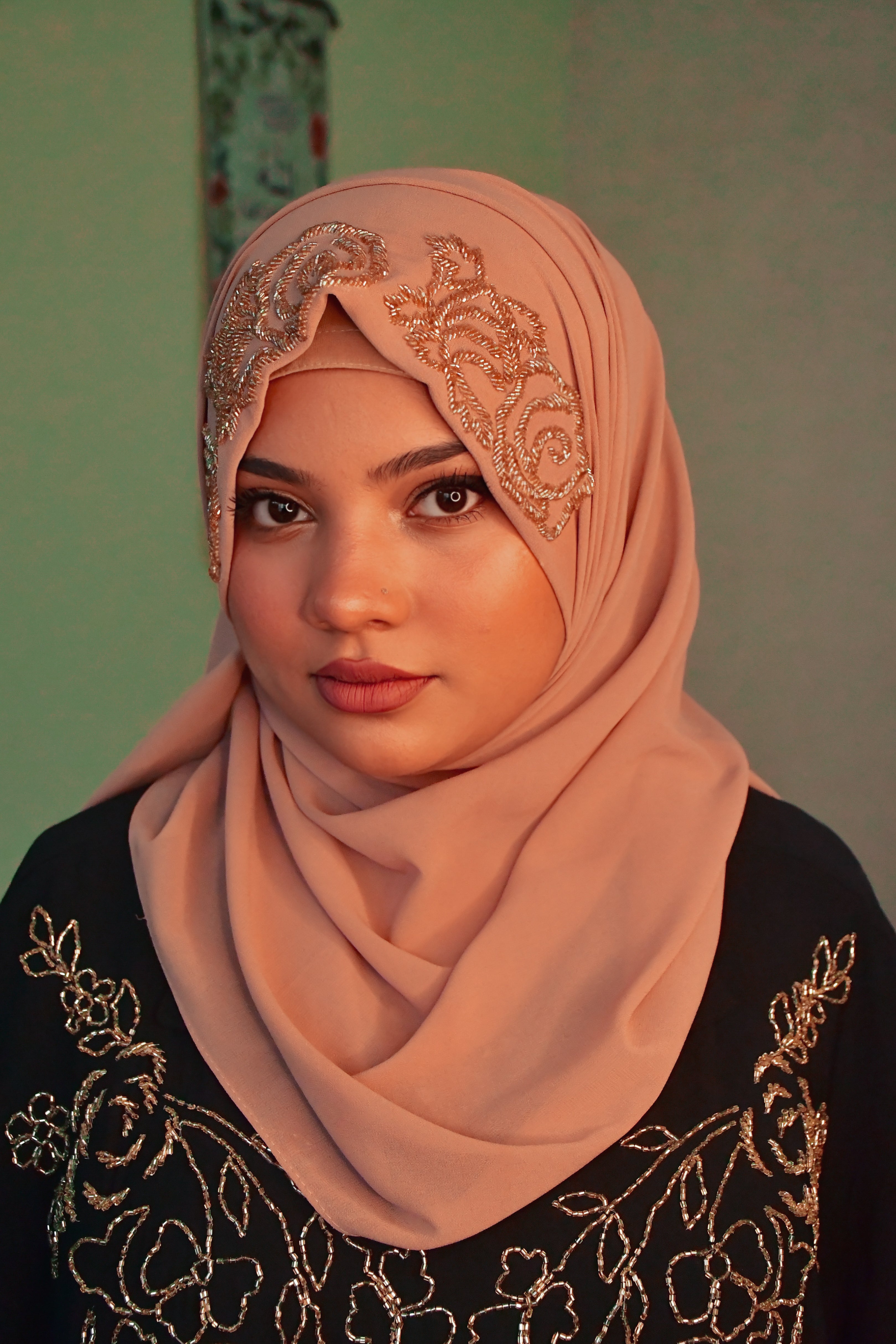 Rose Handwork Premium Partywear Luxury Hijab ( 2 meter x  1 meter )