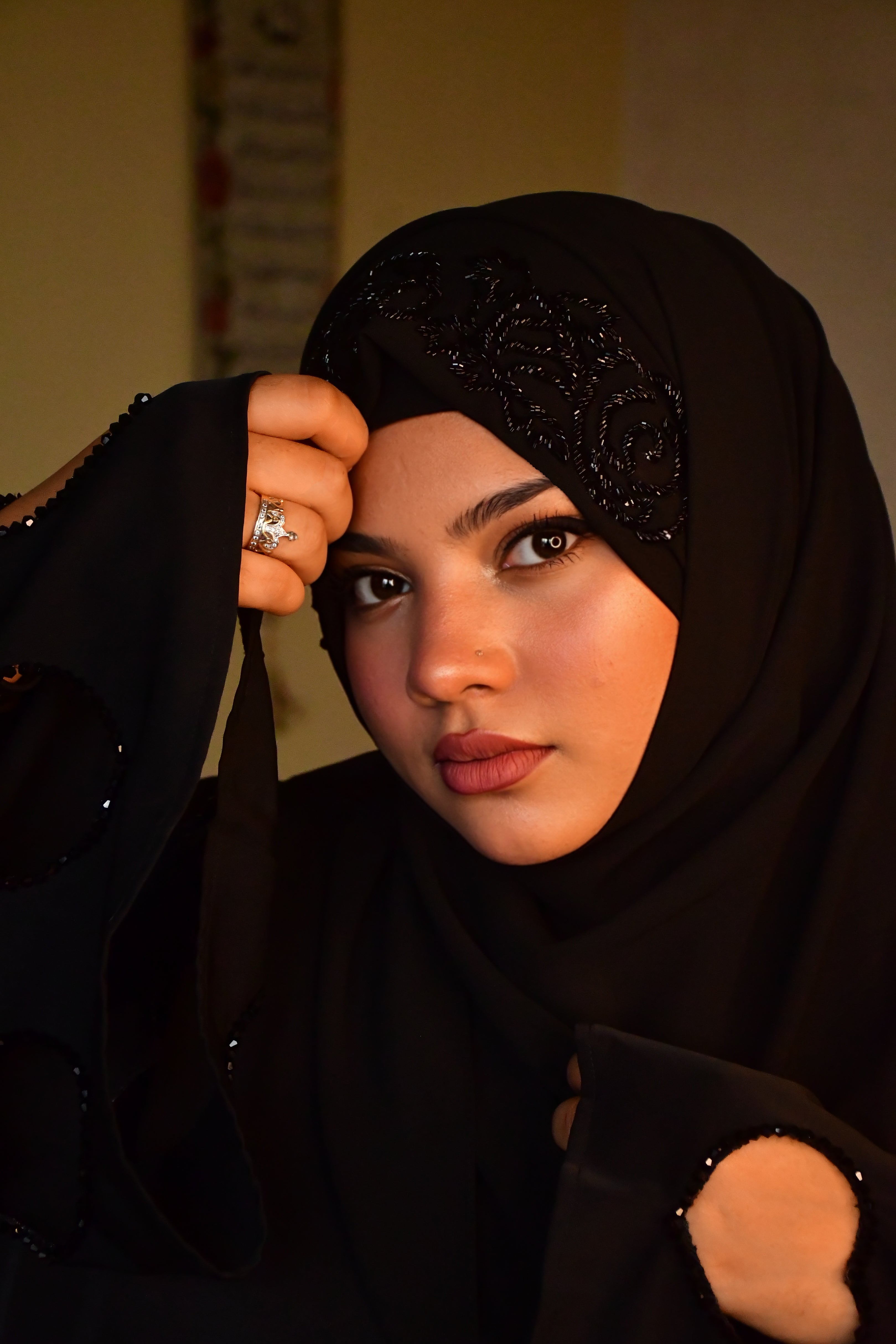 Rose Handwork Premium Partywear Luxury Hijab ( 2 meter x  1 meter )