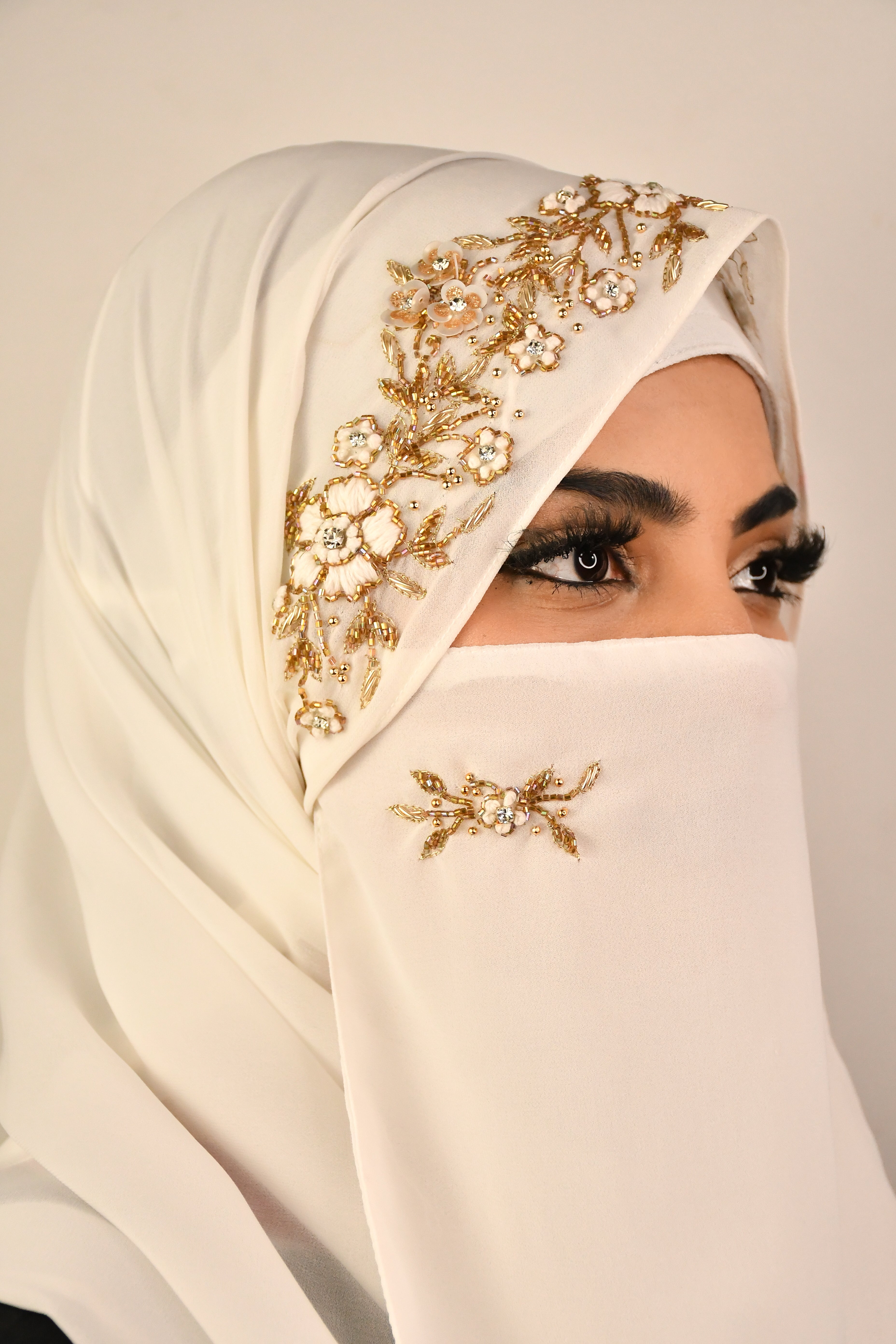 Handwork Wedding Bridal Hijab With Naqab