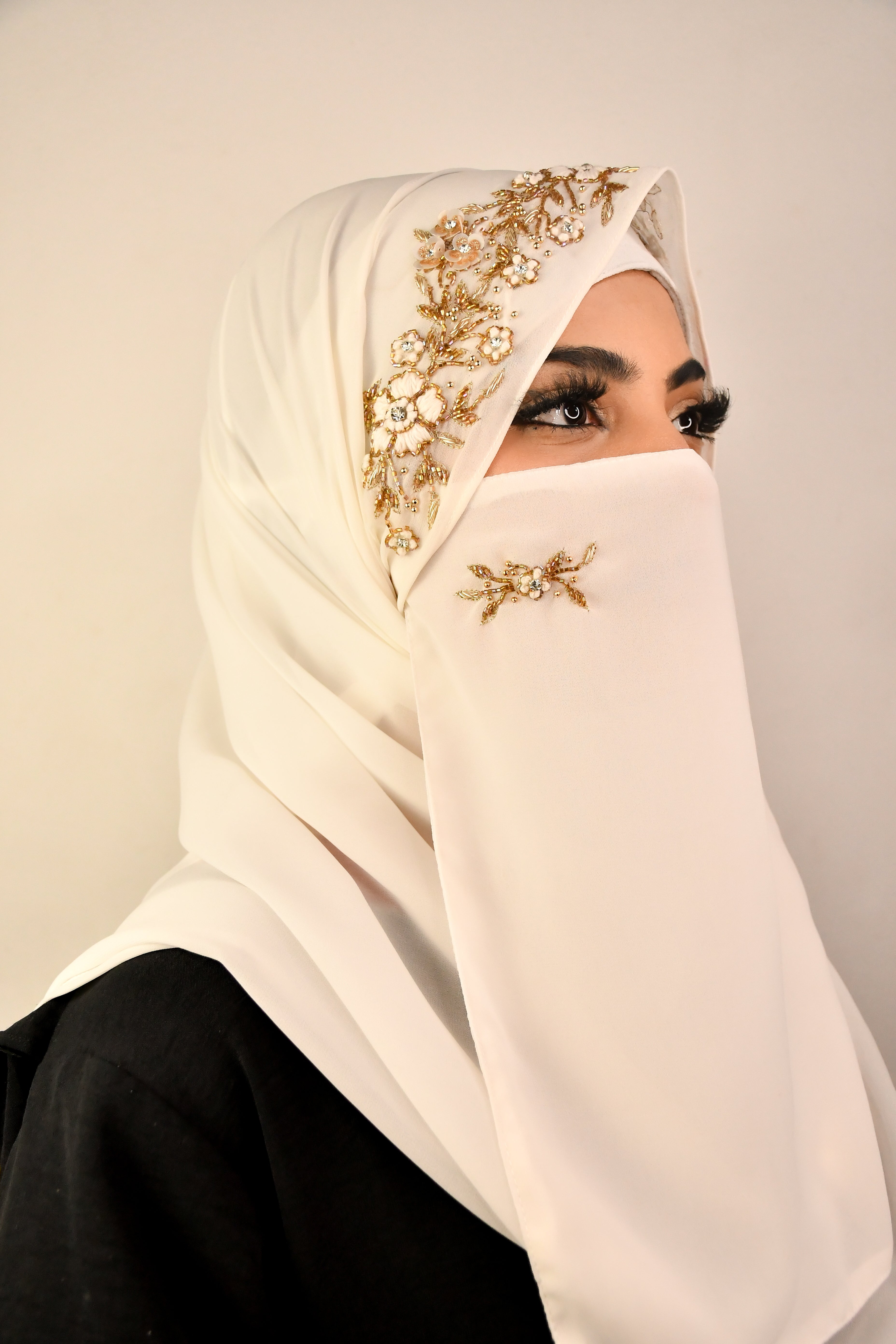 Handwork Wedding Bridal Hijab With Naqab