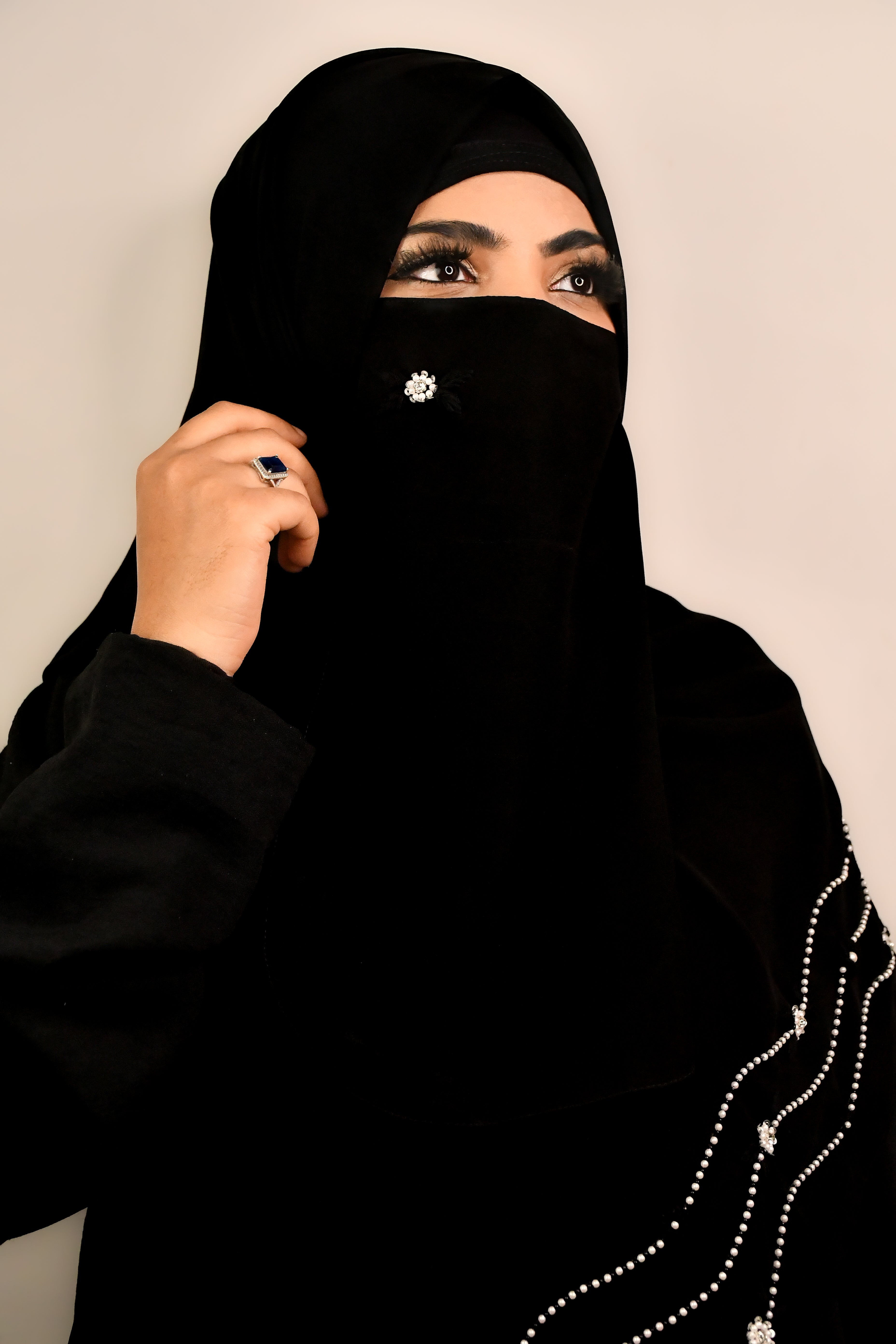 Bridal Handwork Party Wear Niqab With Elastic