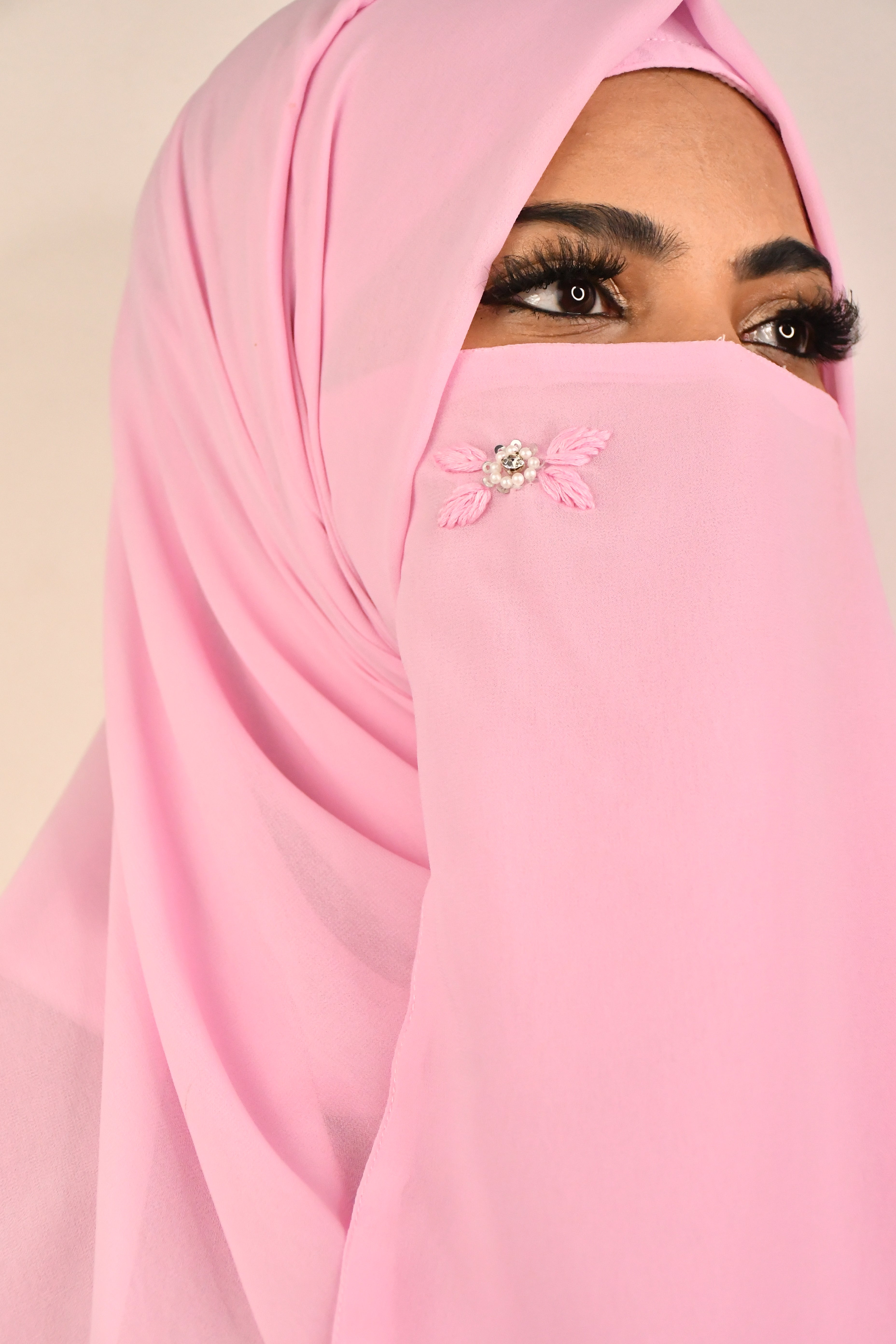 Bridal Handwork Party Wear Niqab With Elastic