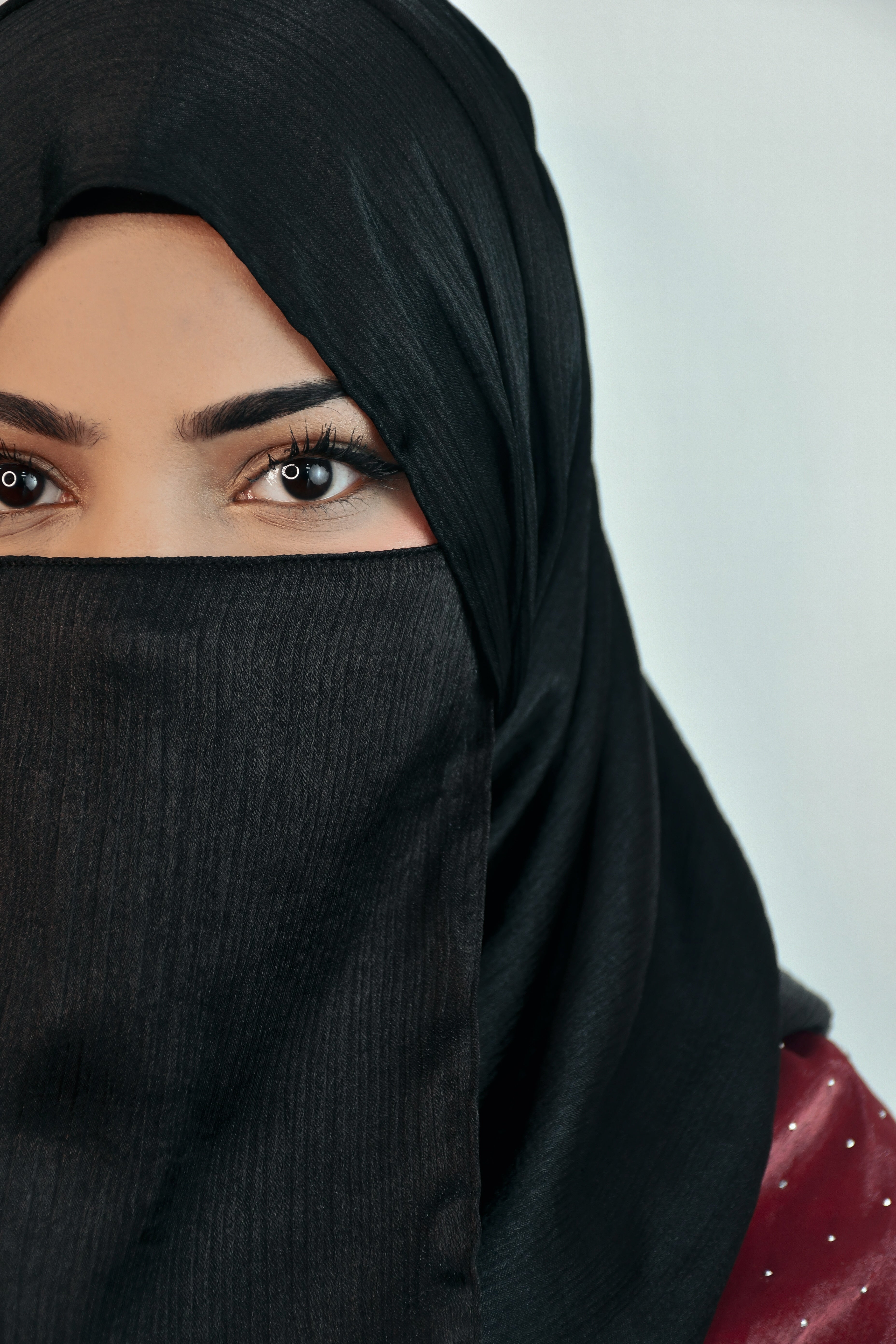 Black Premium Munna Satin Hijab And Niqab