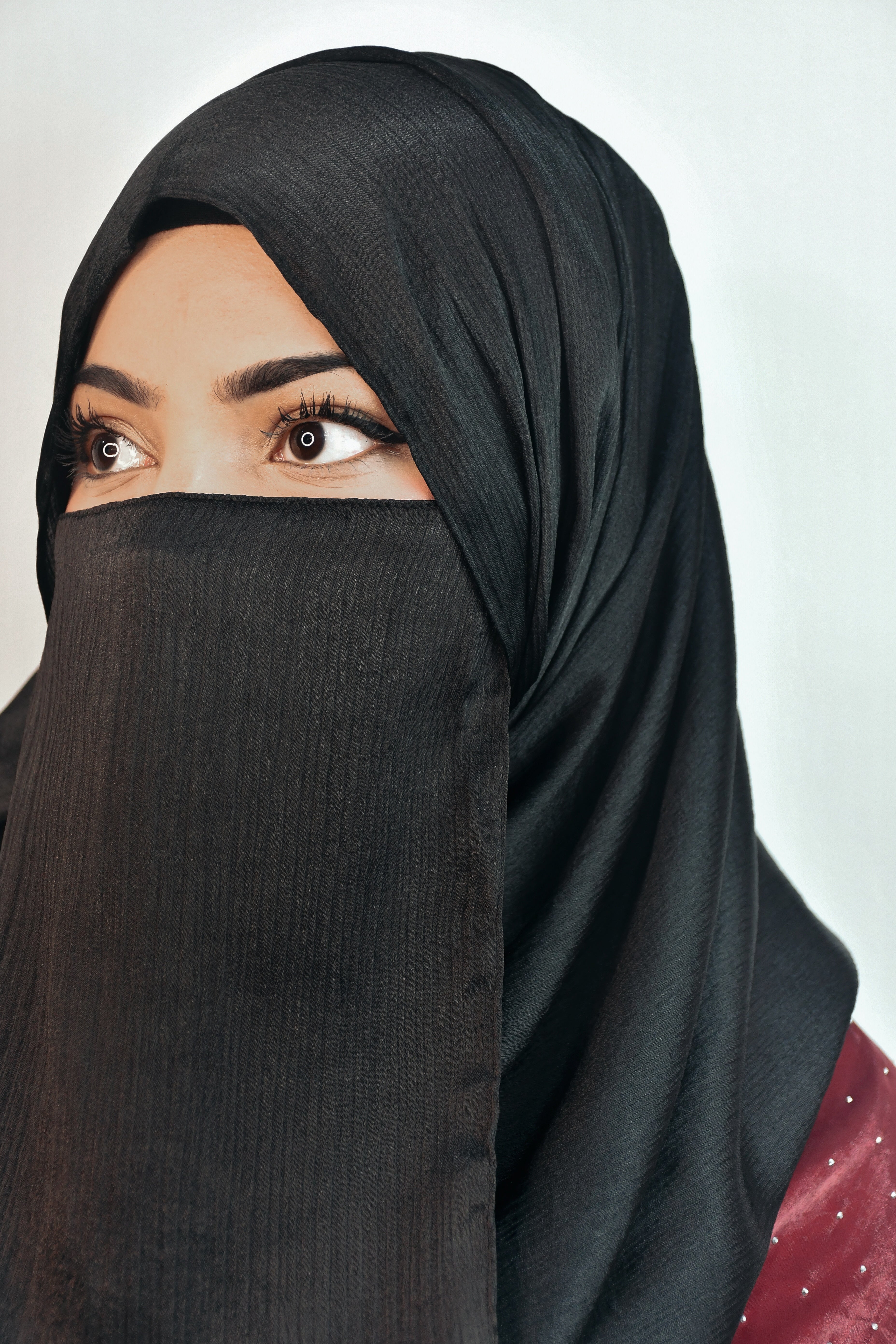 Black Premium Munna Satin Hijab And Niqab