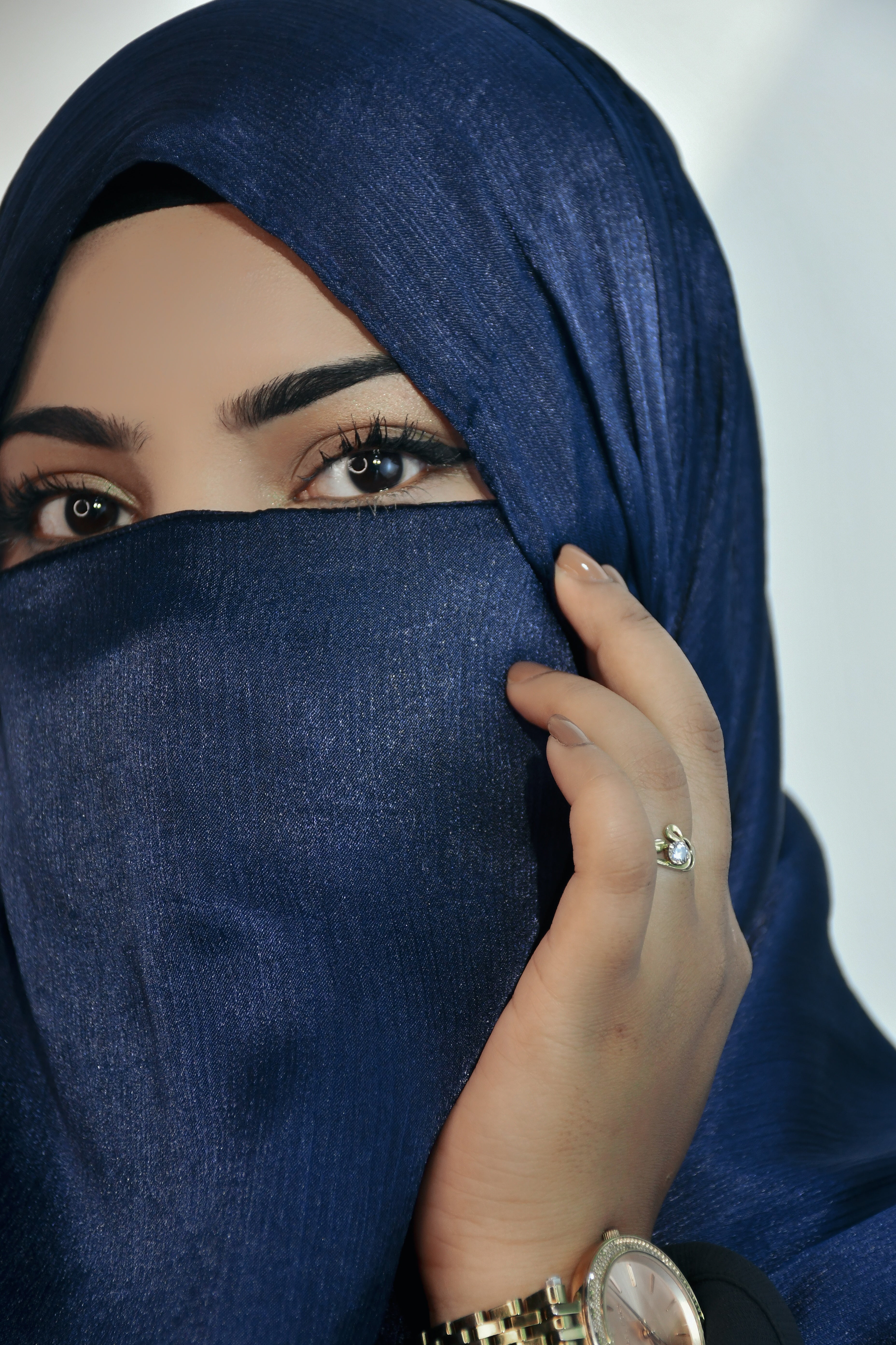 Blue Premium Munna Satin Hijab And Niqab