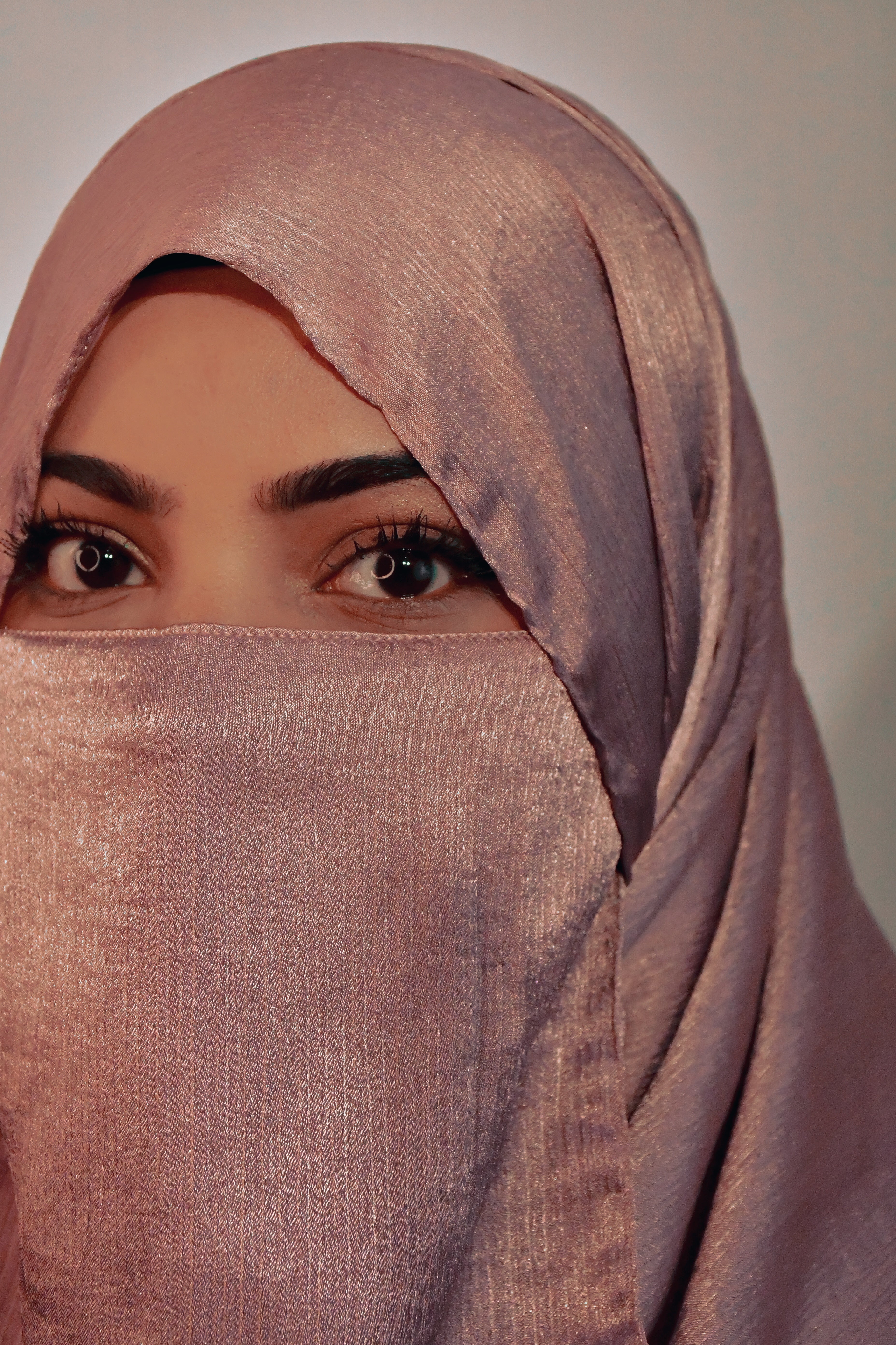 Pink  Premium Munna Satin Hijab And Niqab