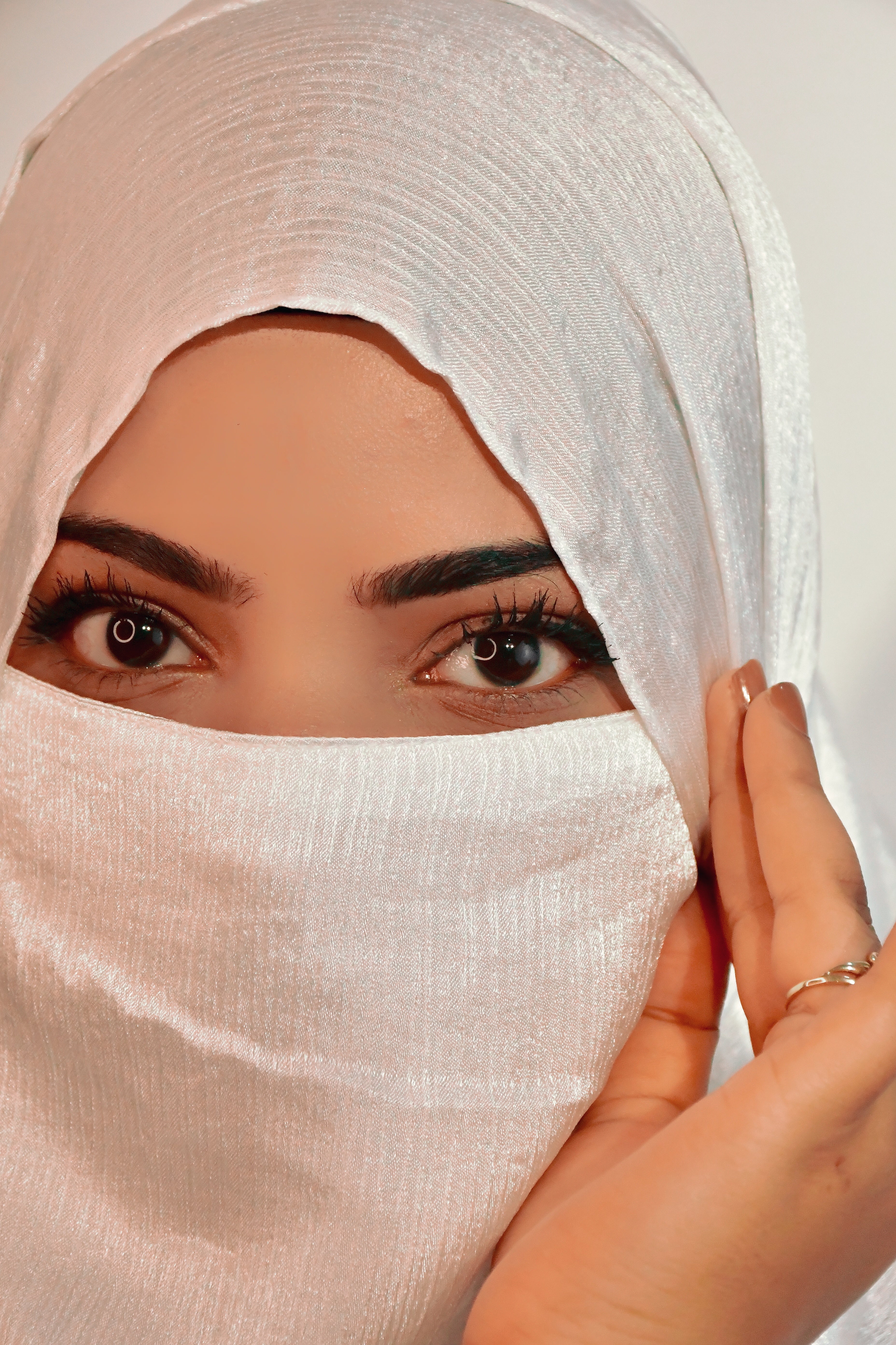 Pink  Premium Munna Satin Hijab And Niqab