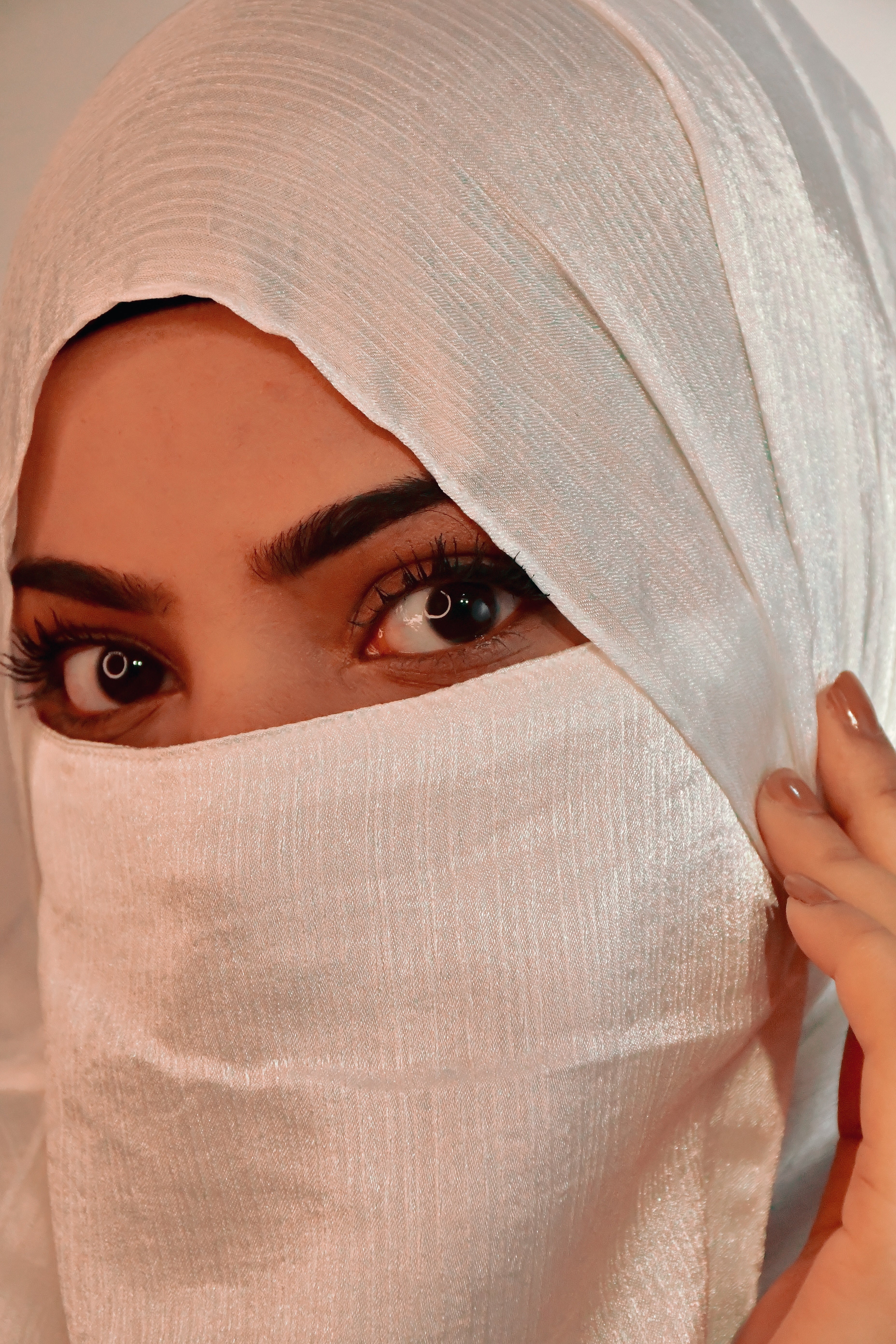 Pink  Premium Munna Satin Hijab And Niqab