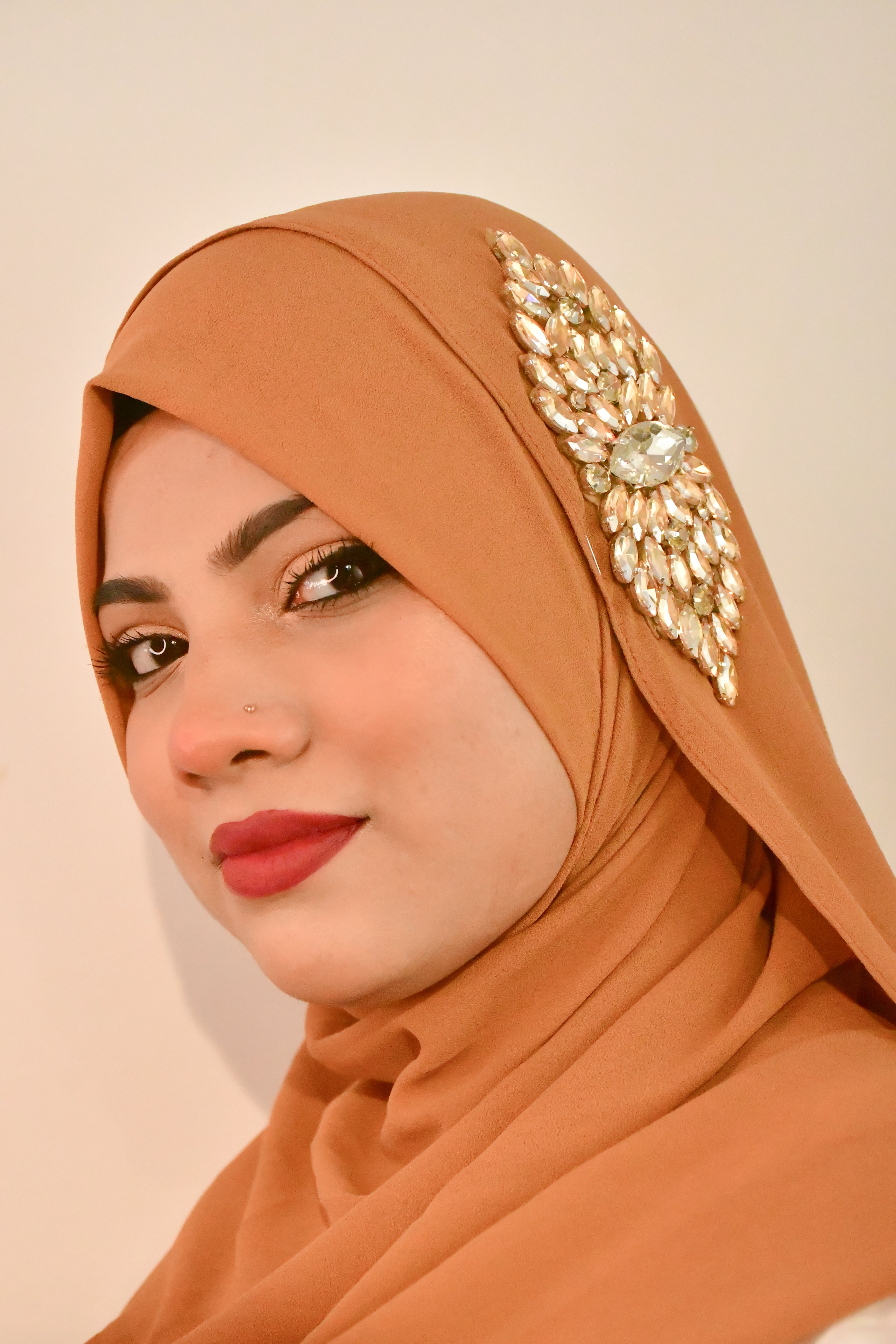 Diamond Brooch Instant Ready To Wear Makhni Style Hijab