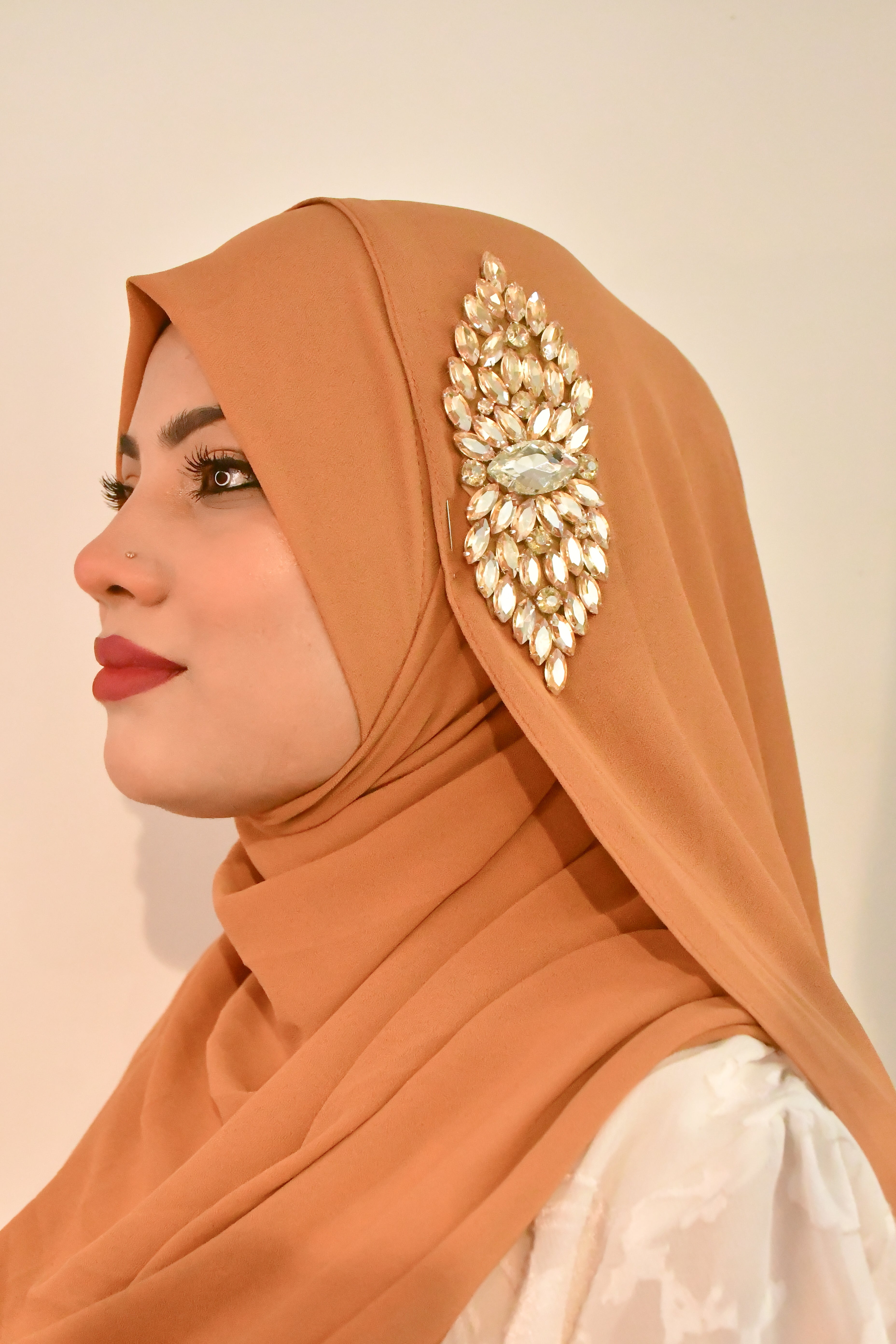 Diamond Brooch Instant Ready To Wear Makhni Style Hijab