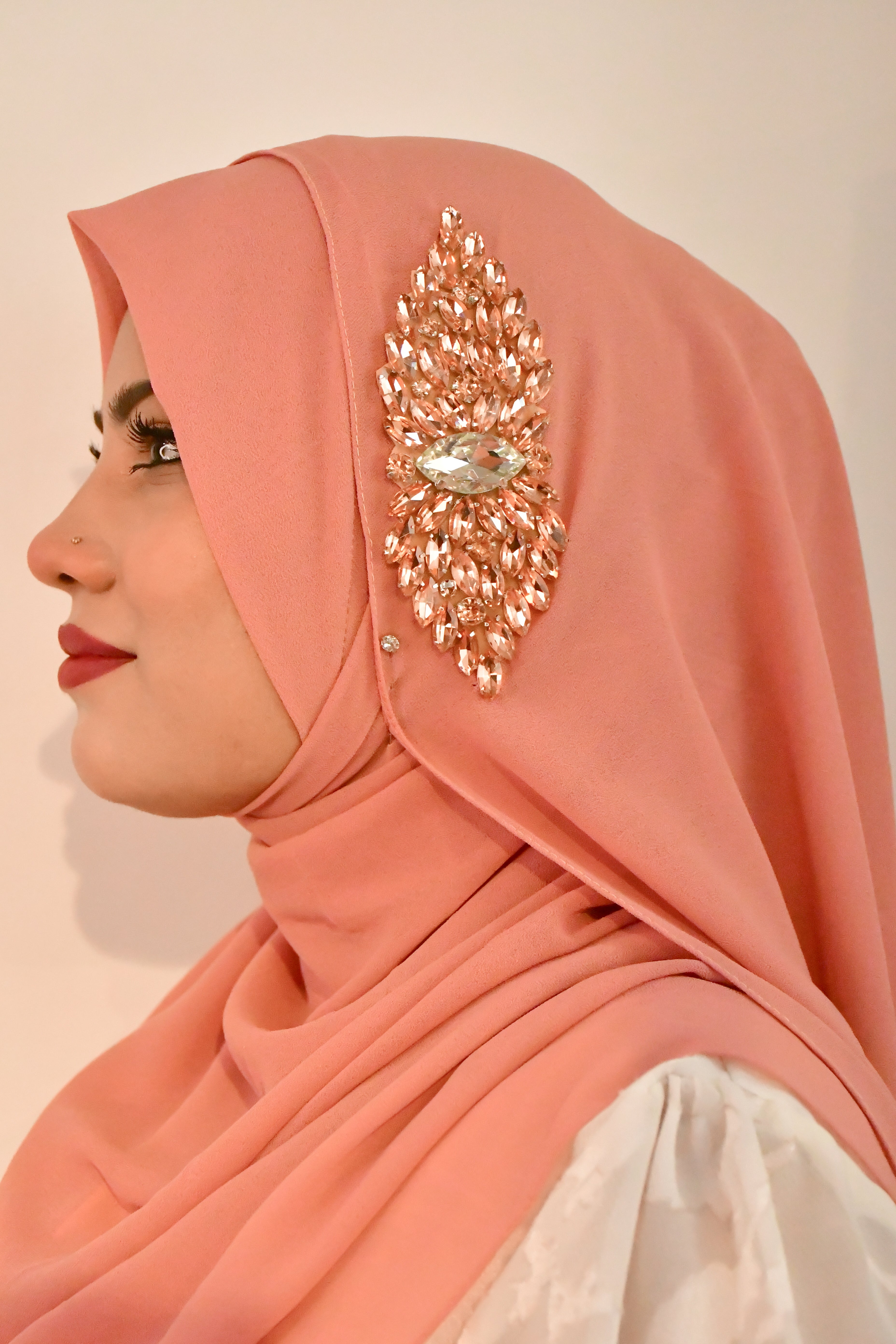 Diamond Brooch Instant Ready To Wear Makhni Style Hijab