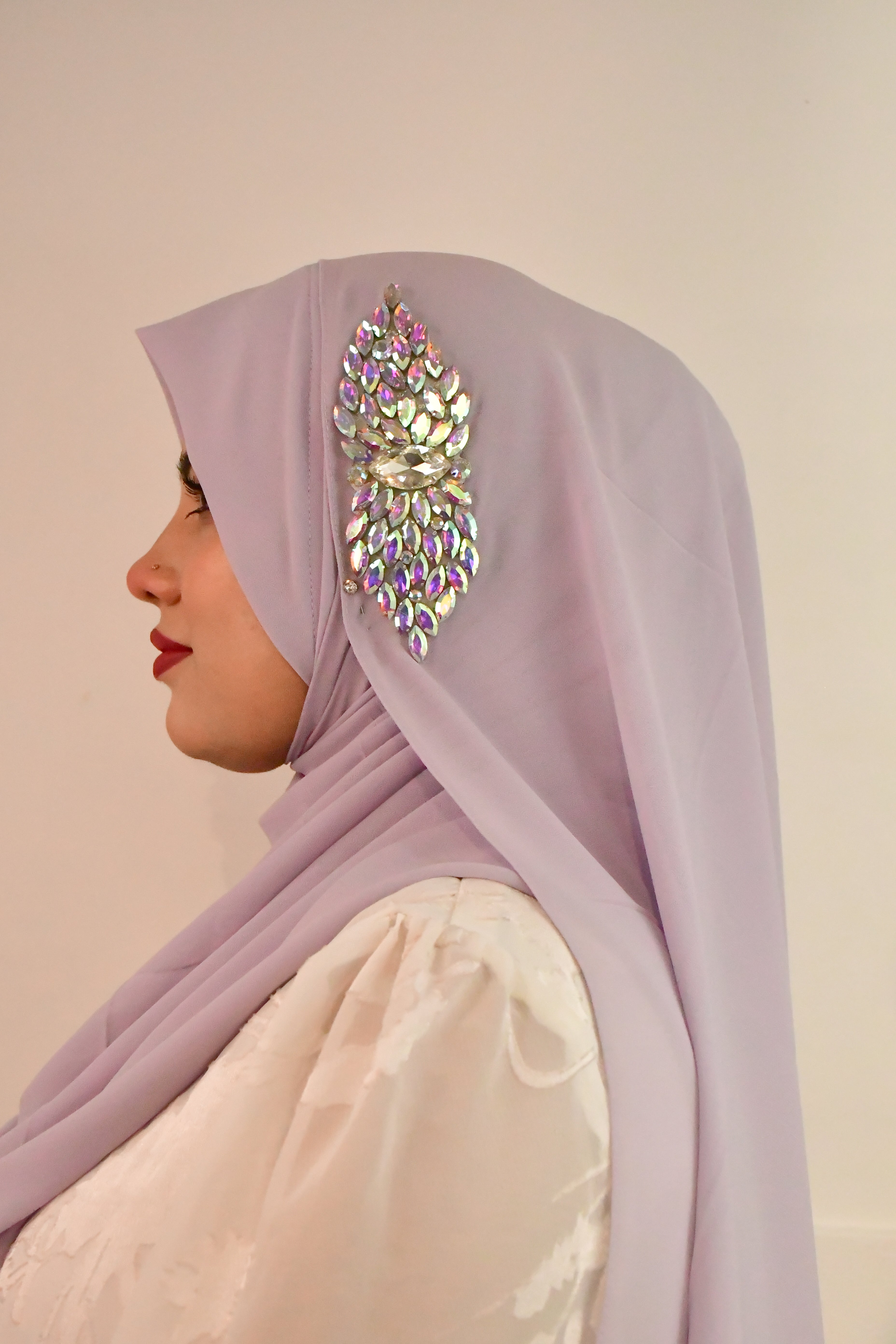 Diamond Brooch Instant Ready To Wear Makhni Style Hijab