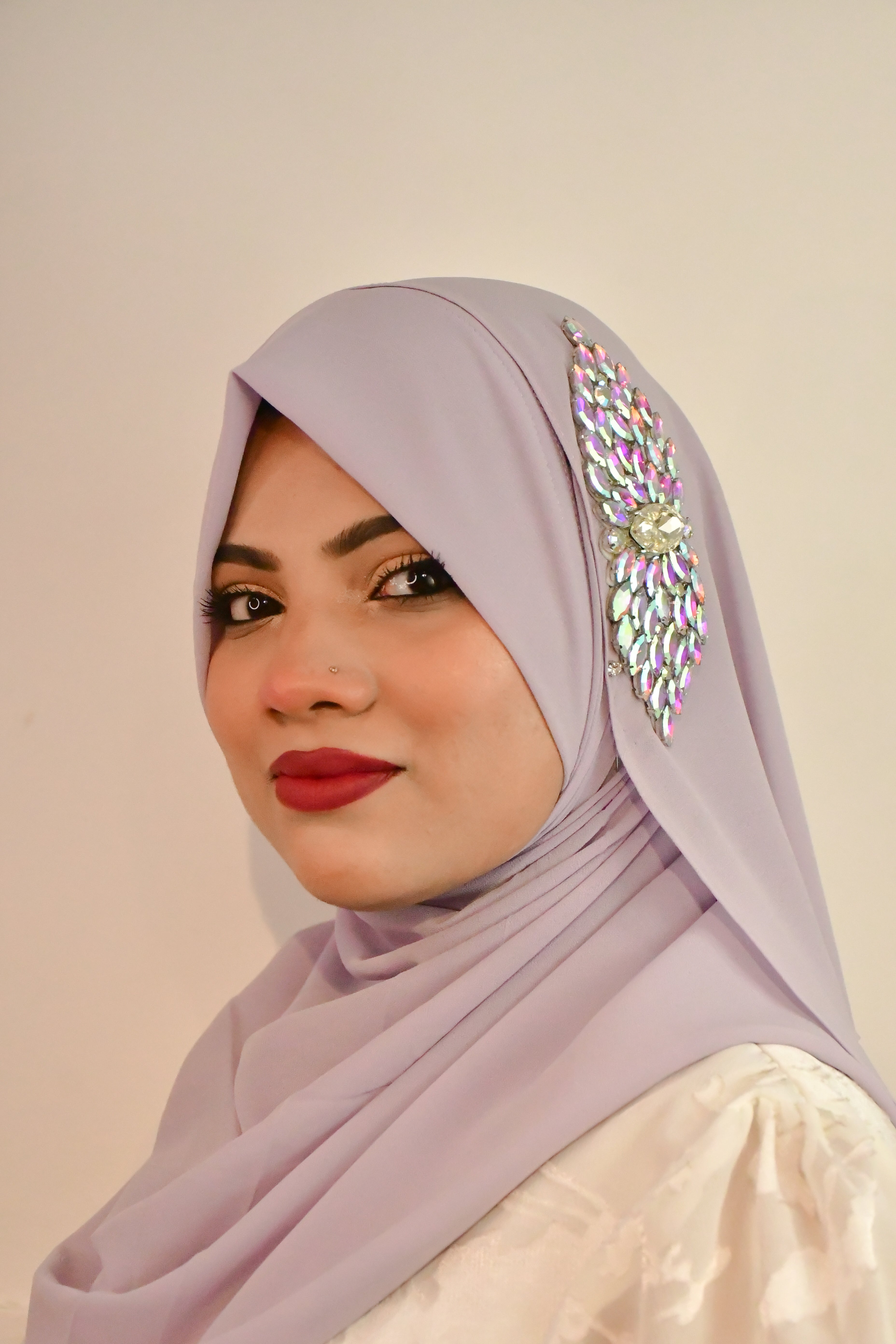 Diamond Brooch Instant Ready To Wear Makhni Style Hijab