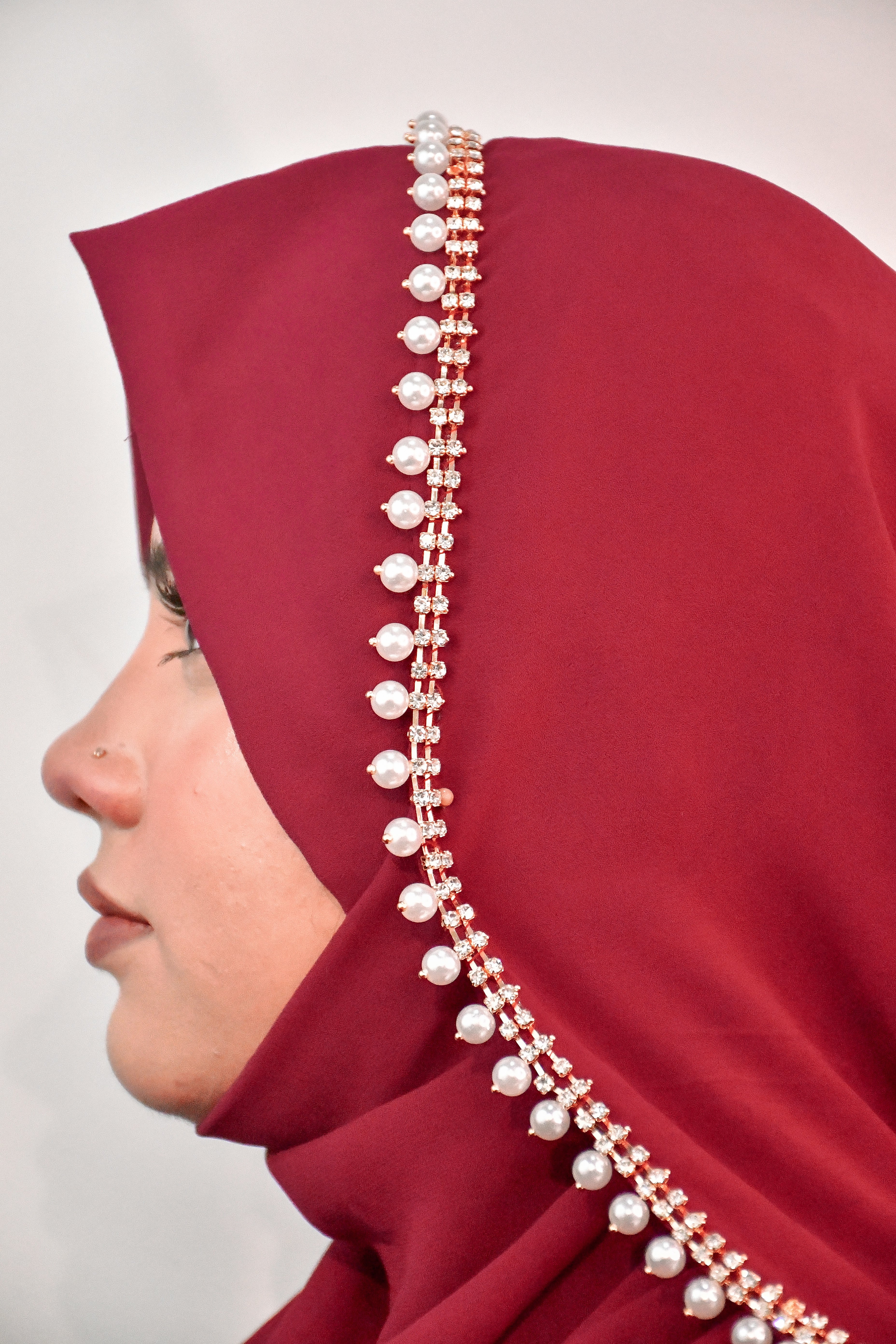 Instant - Maroon Ready To Wear/ Makhni Style Luxury Premium Diamond Hijab