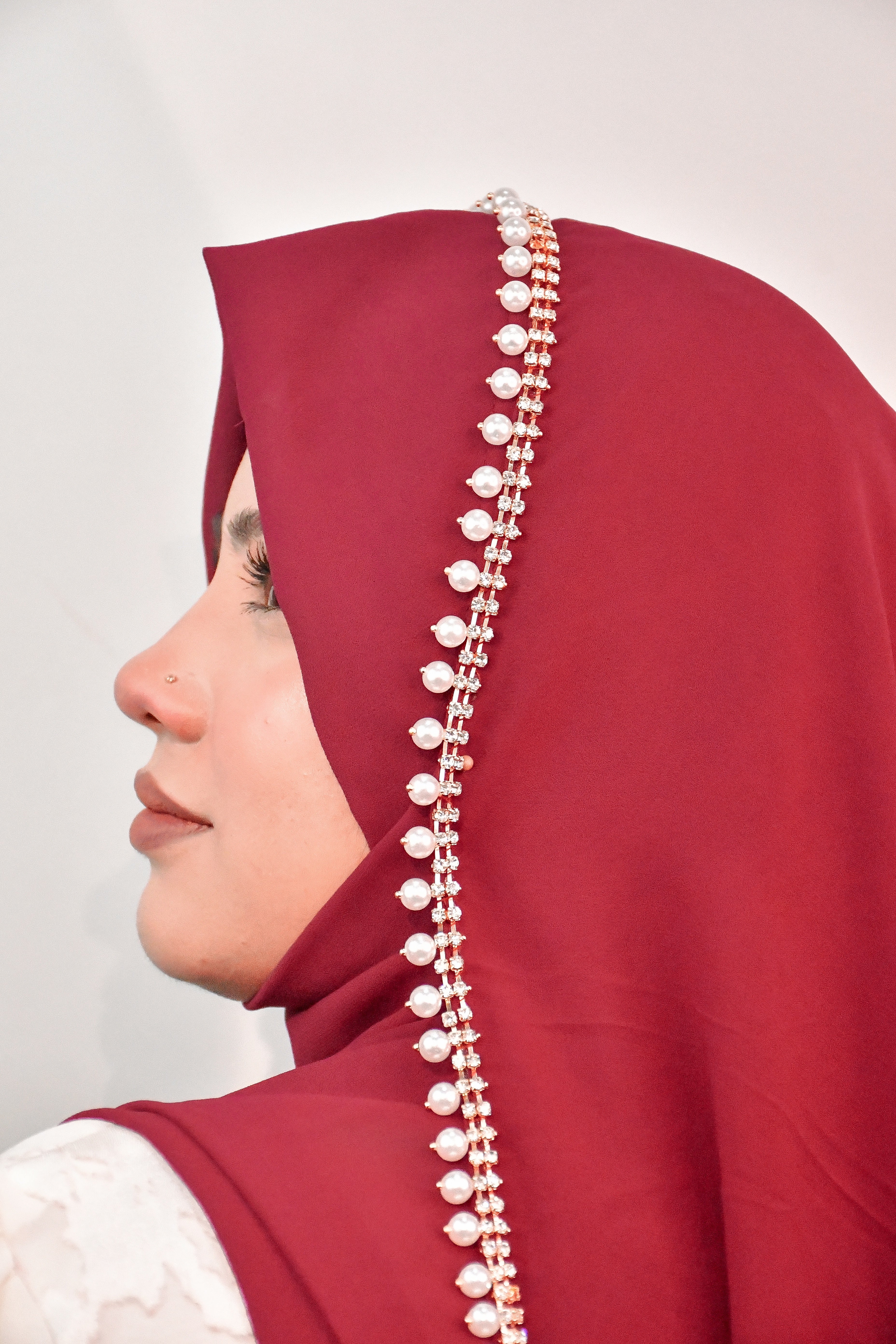 Instant - Maroon Ready To Wear/ Makhni Style Luxury Premium Diamond Hijab