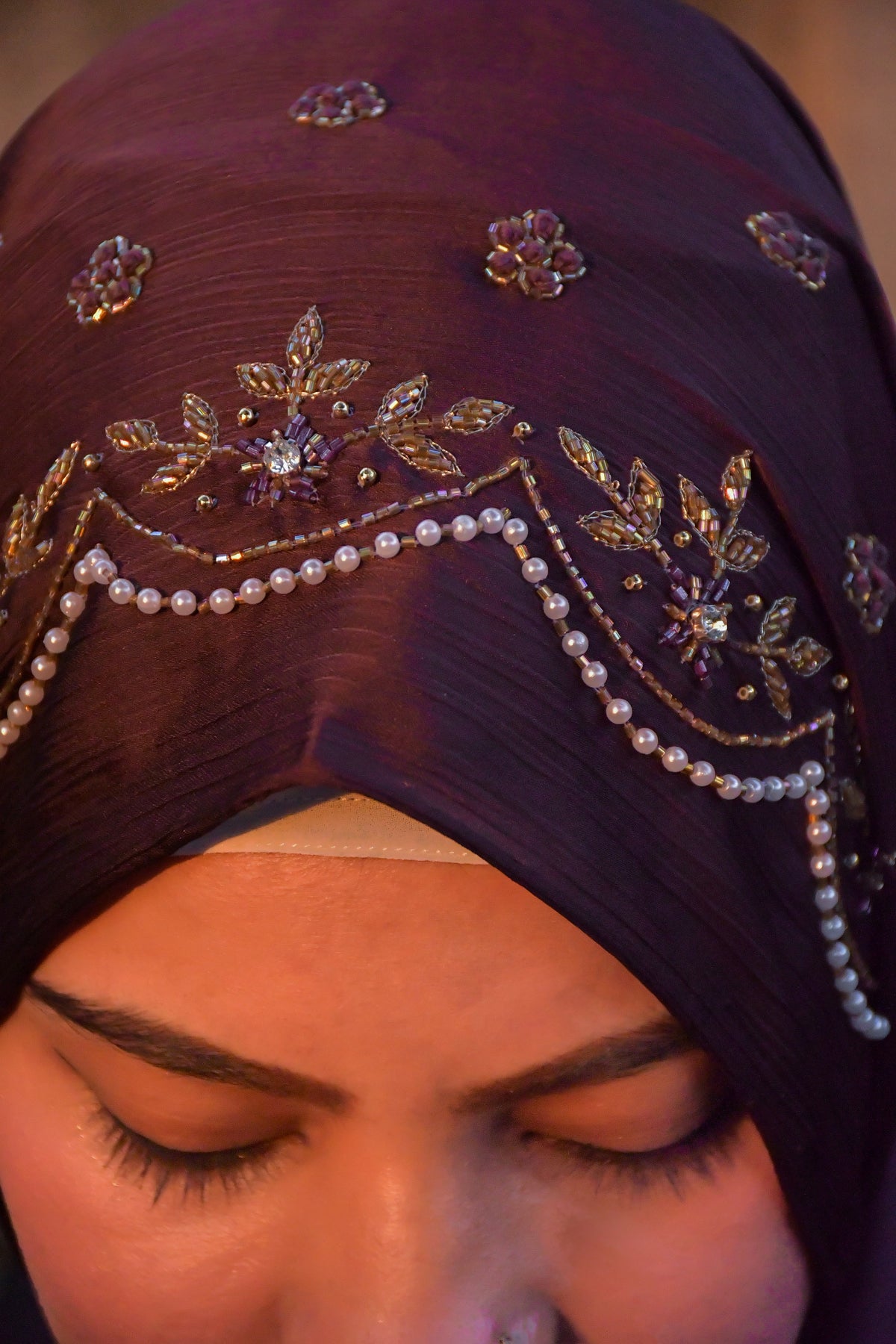 Wedding Premium Satin Handwork Hijab