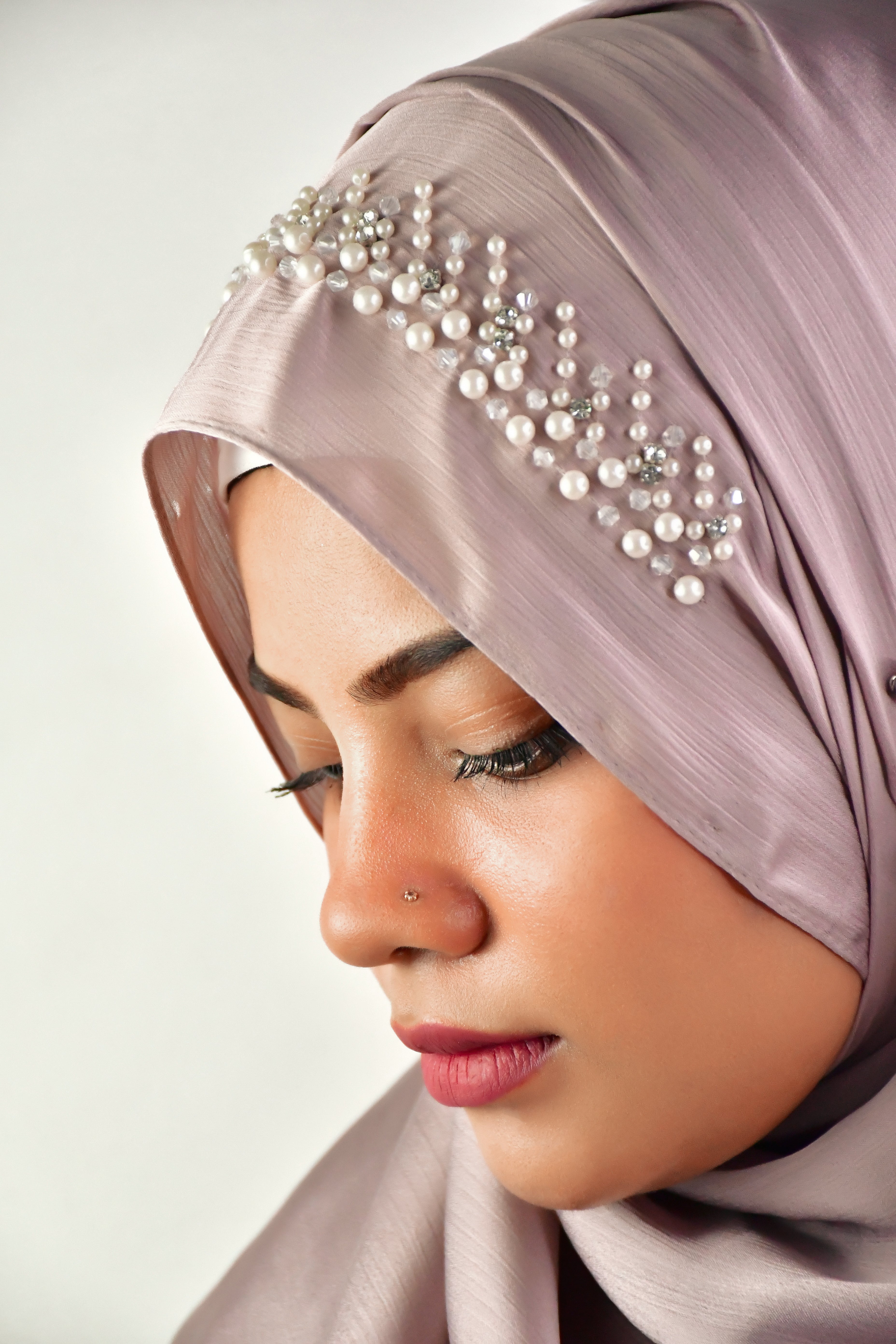 Wedding Premium Satin Handwork Hijab With Naqab