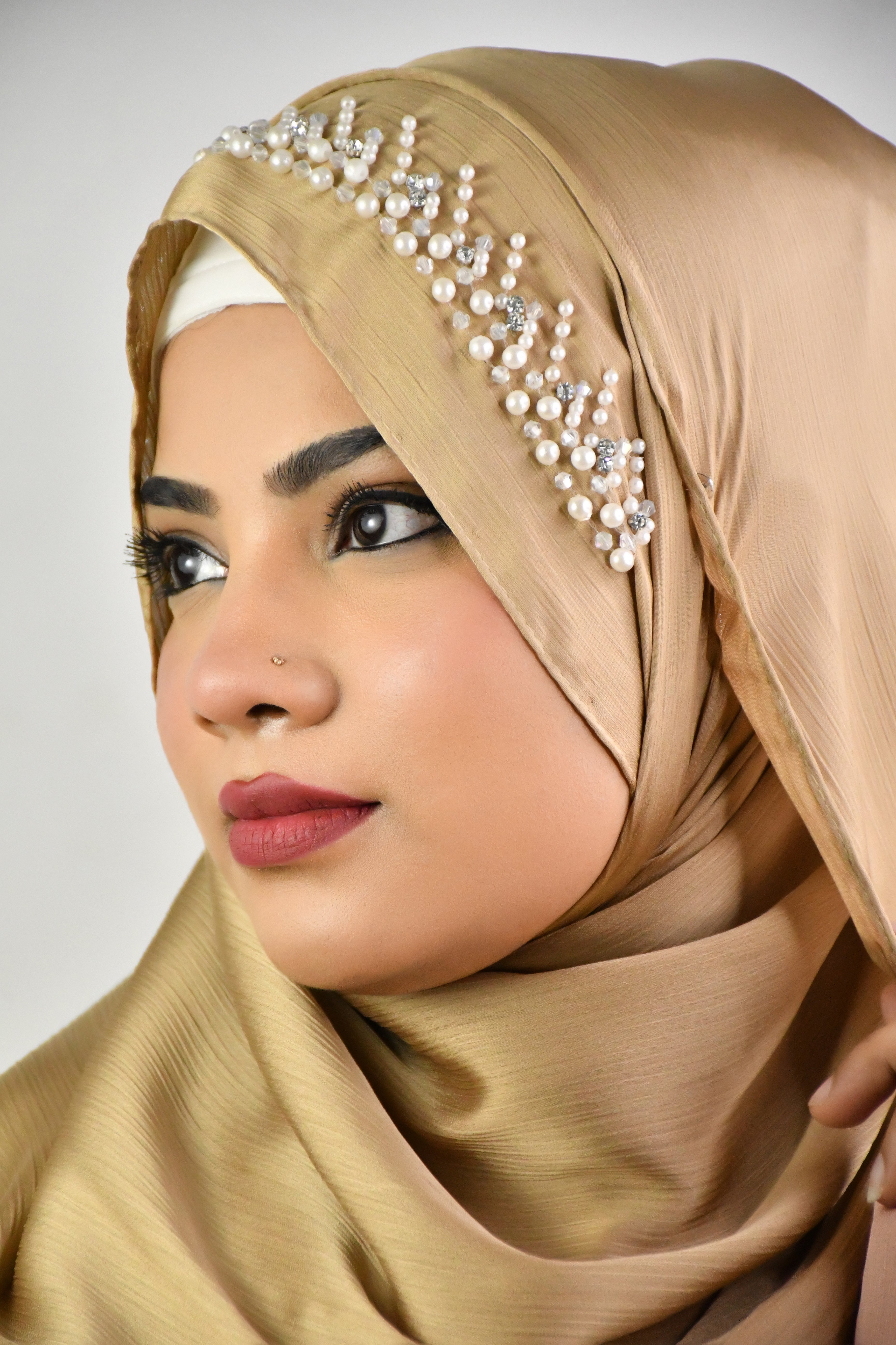 Wedding Premium Satin Handwork Hijab With Naqab