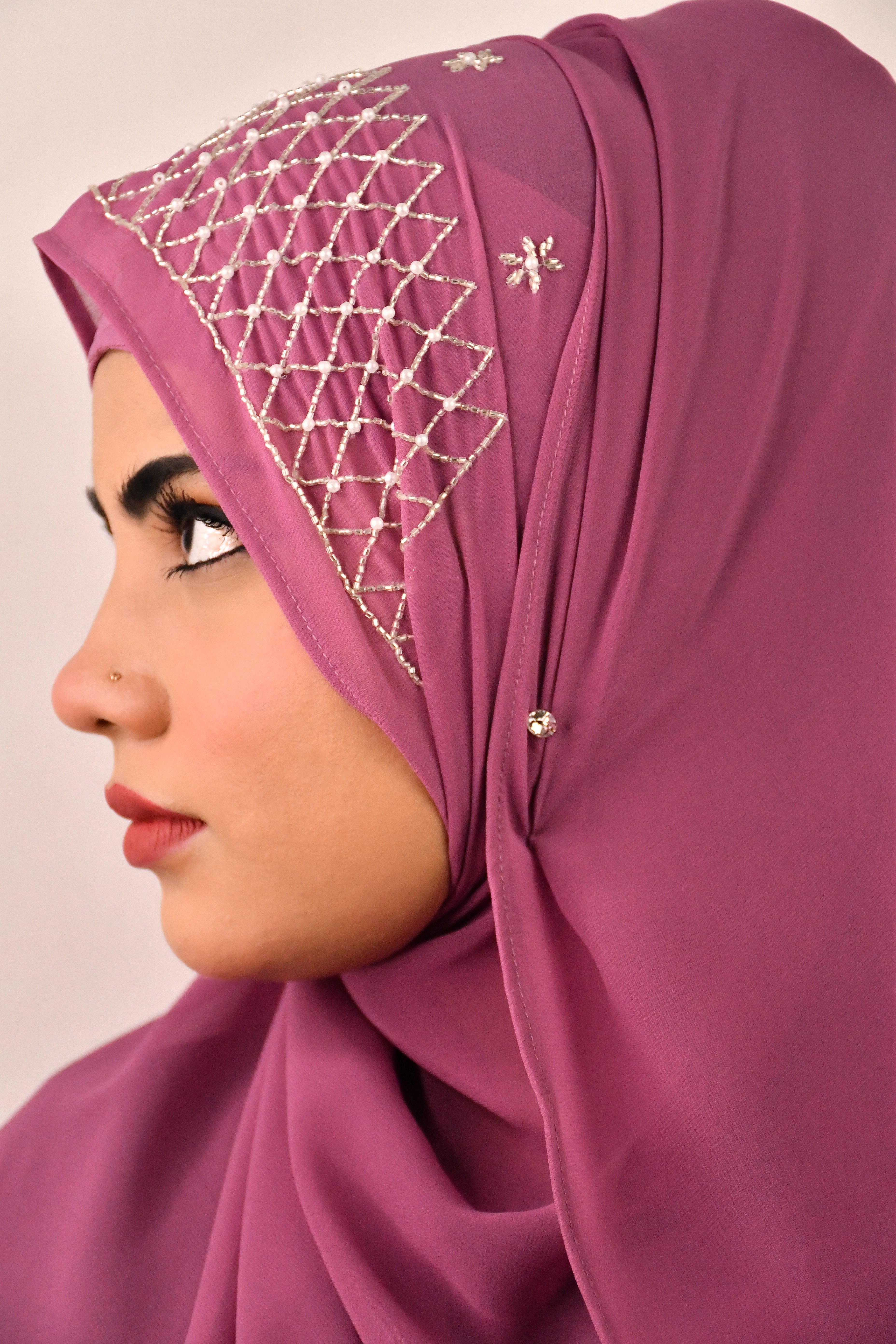 Handwork Premium Malaysian Chiffon Wedding Bridal Hijab With Naqab