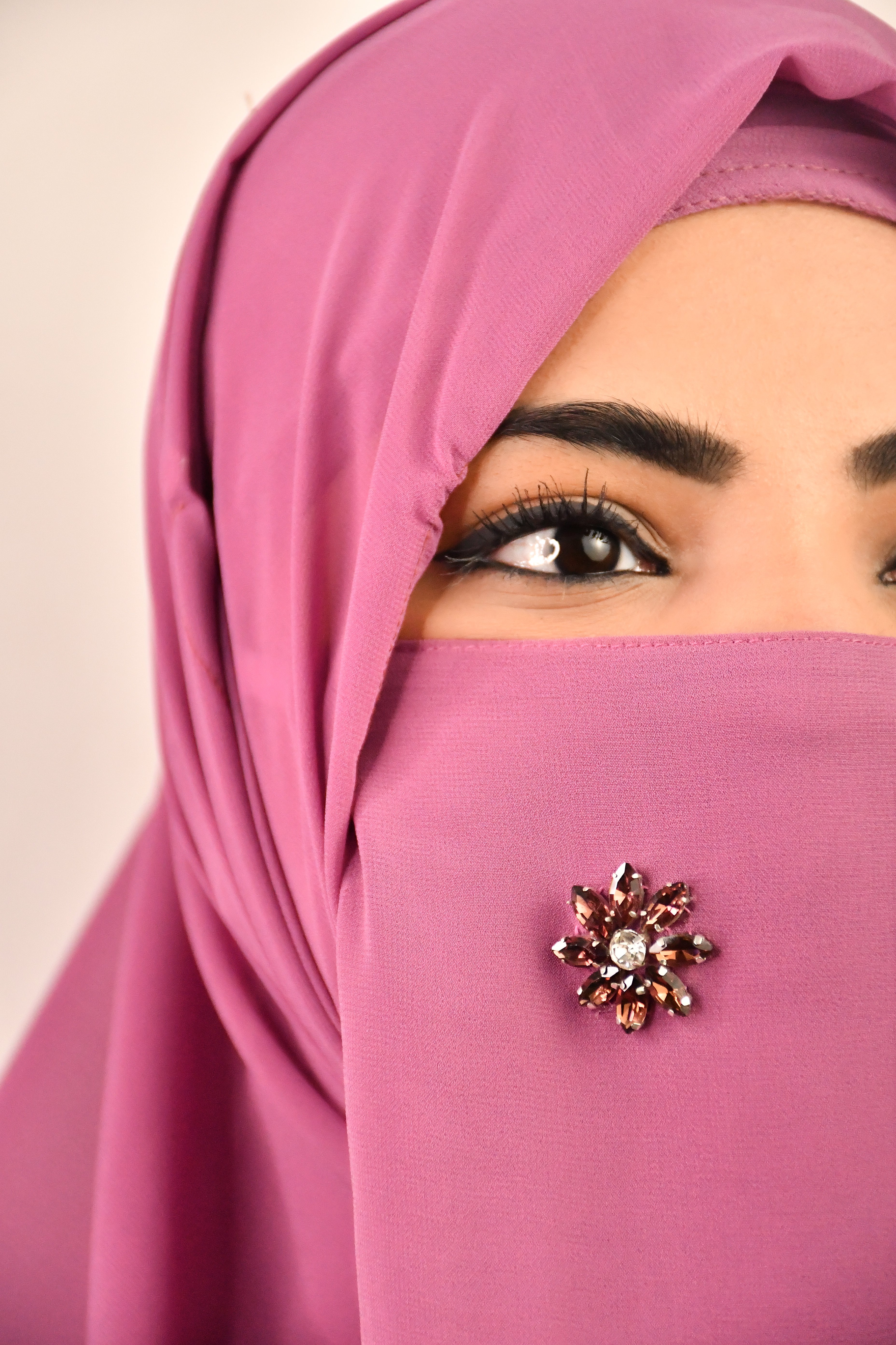 Diamond Studded Instant Ready To Wear Hijab With Attached Magnets And Naqabs