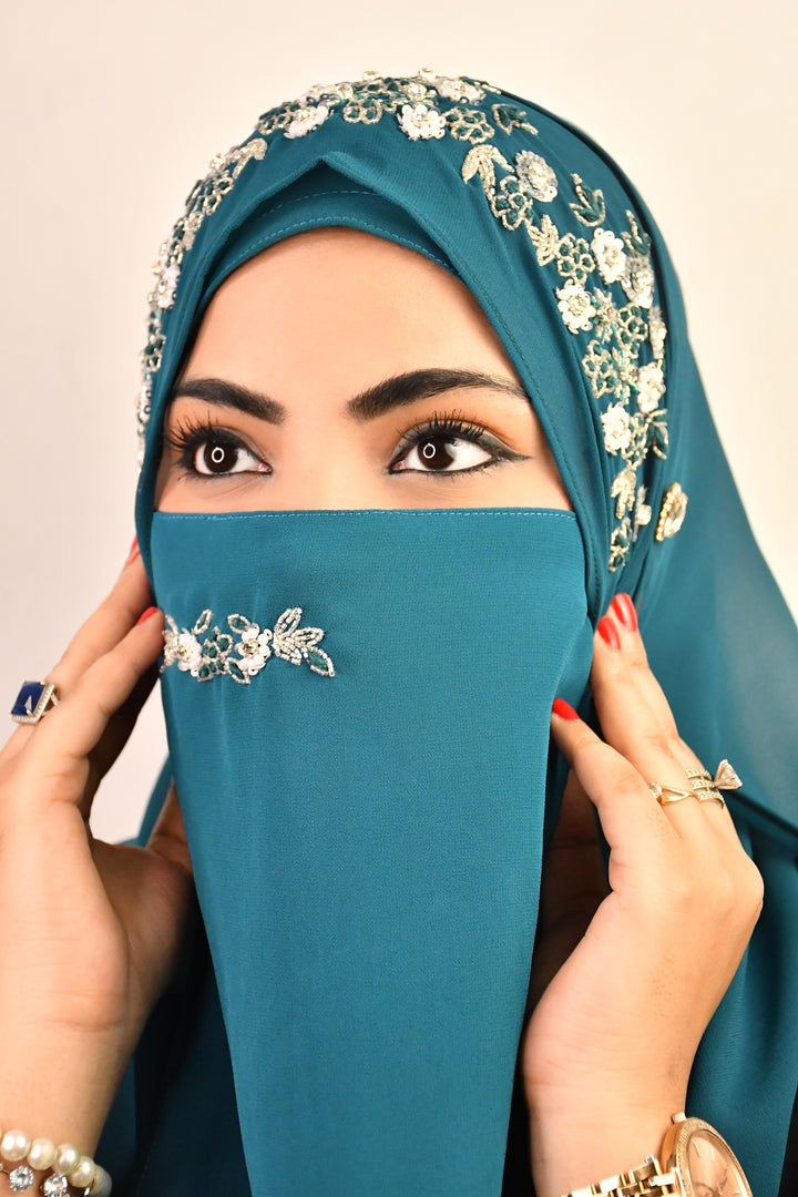 Bridal Handwork Party Wear Niqab With Elastic (ONLY NIQAB)