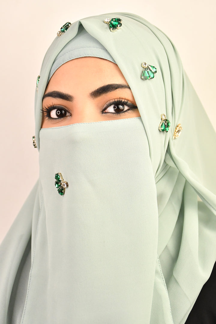 Bridal Handwork Party Wear Niqab With Elastic (ONLY NIQAB)